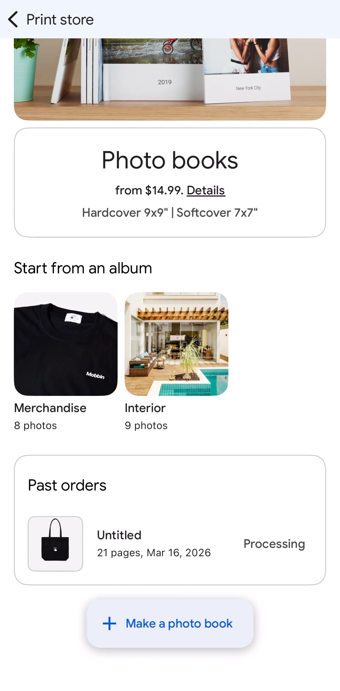Google Photos Screen screen in the Order detail flow