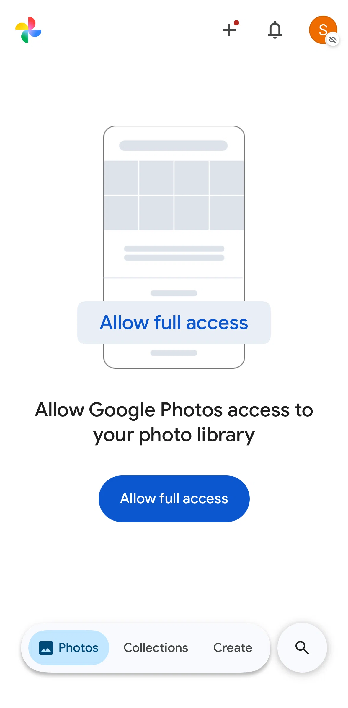 Google Photos Screen screen in the Photos flow