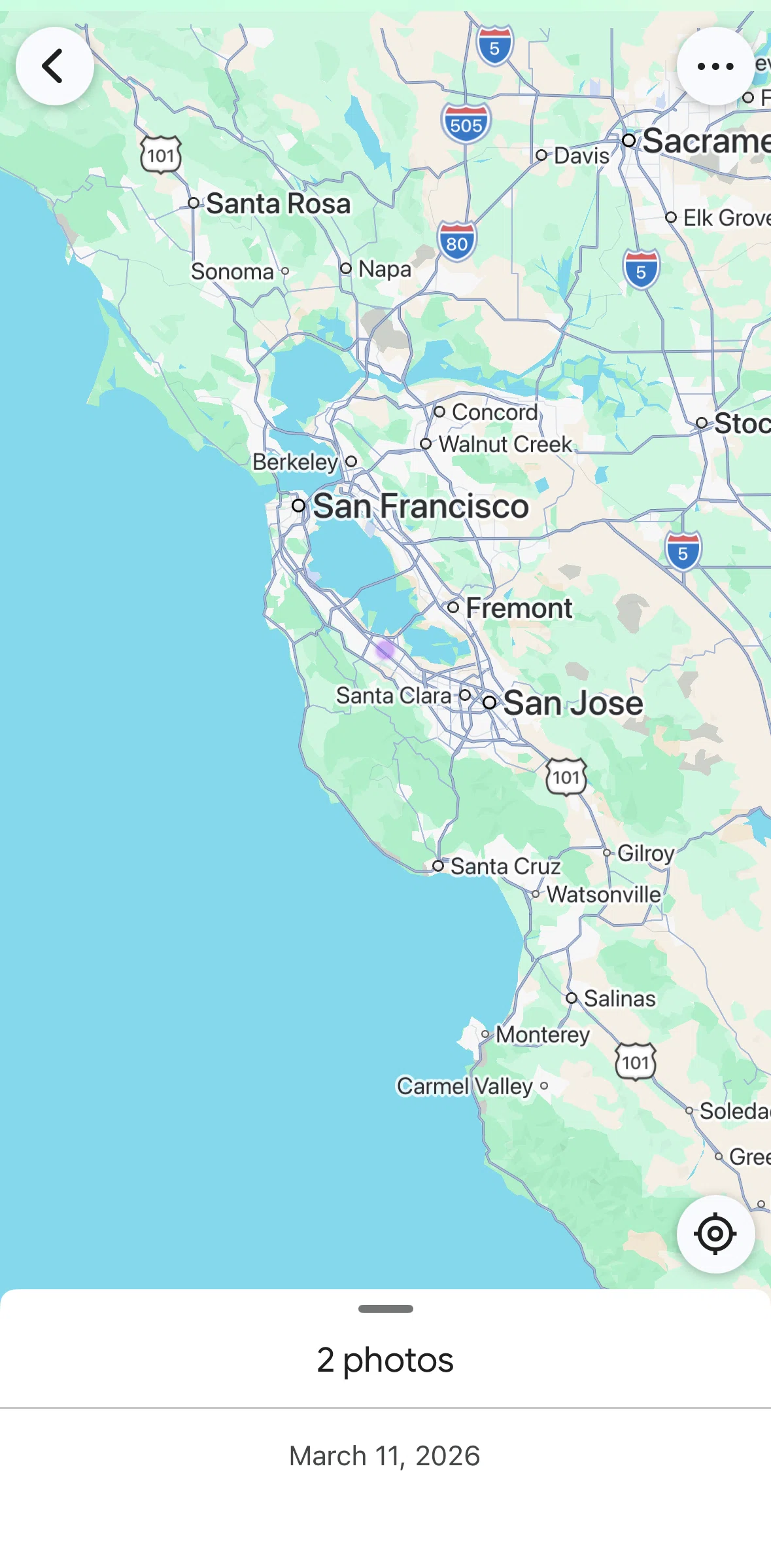 Google Photos Screen screen in the Switching map view (satelite) flow