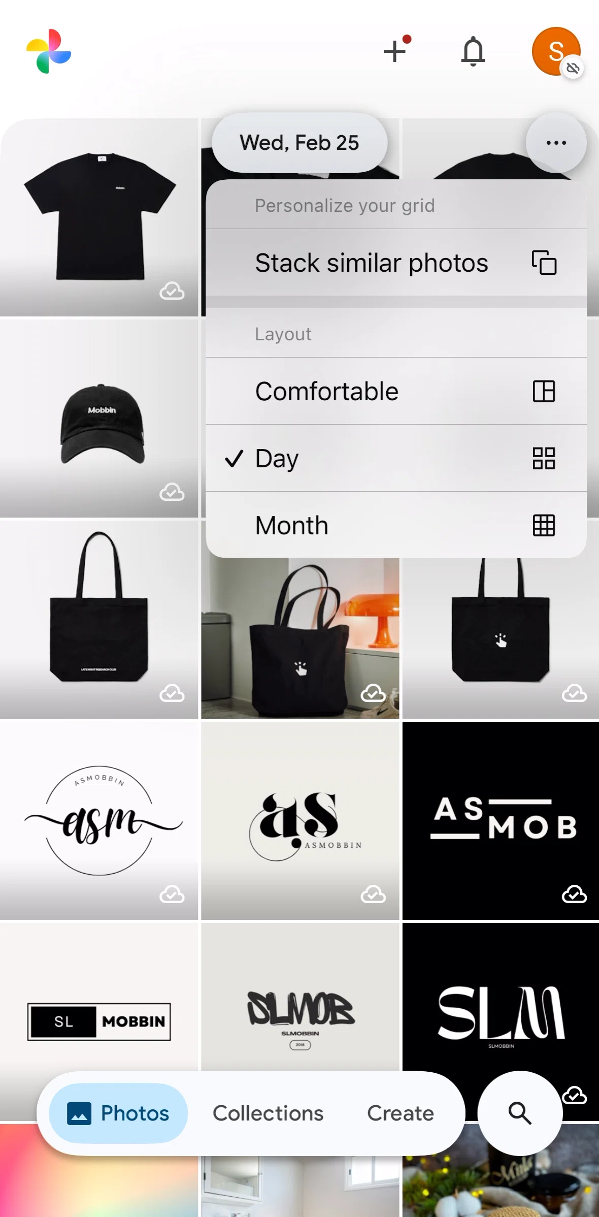 Google Photos Screen screen in the Switching view (month) flow