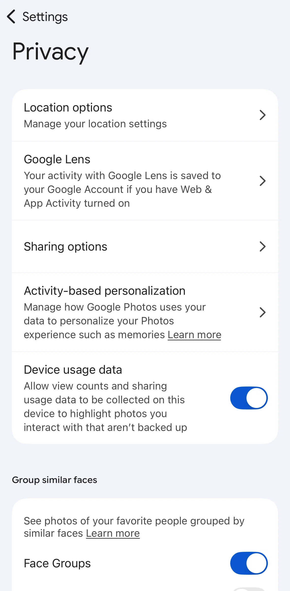 Google Photos Screen screen in the View photos with location flow
