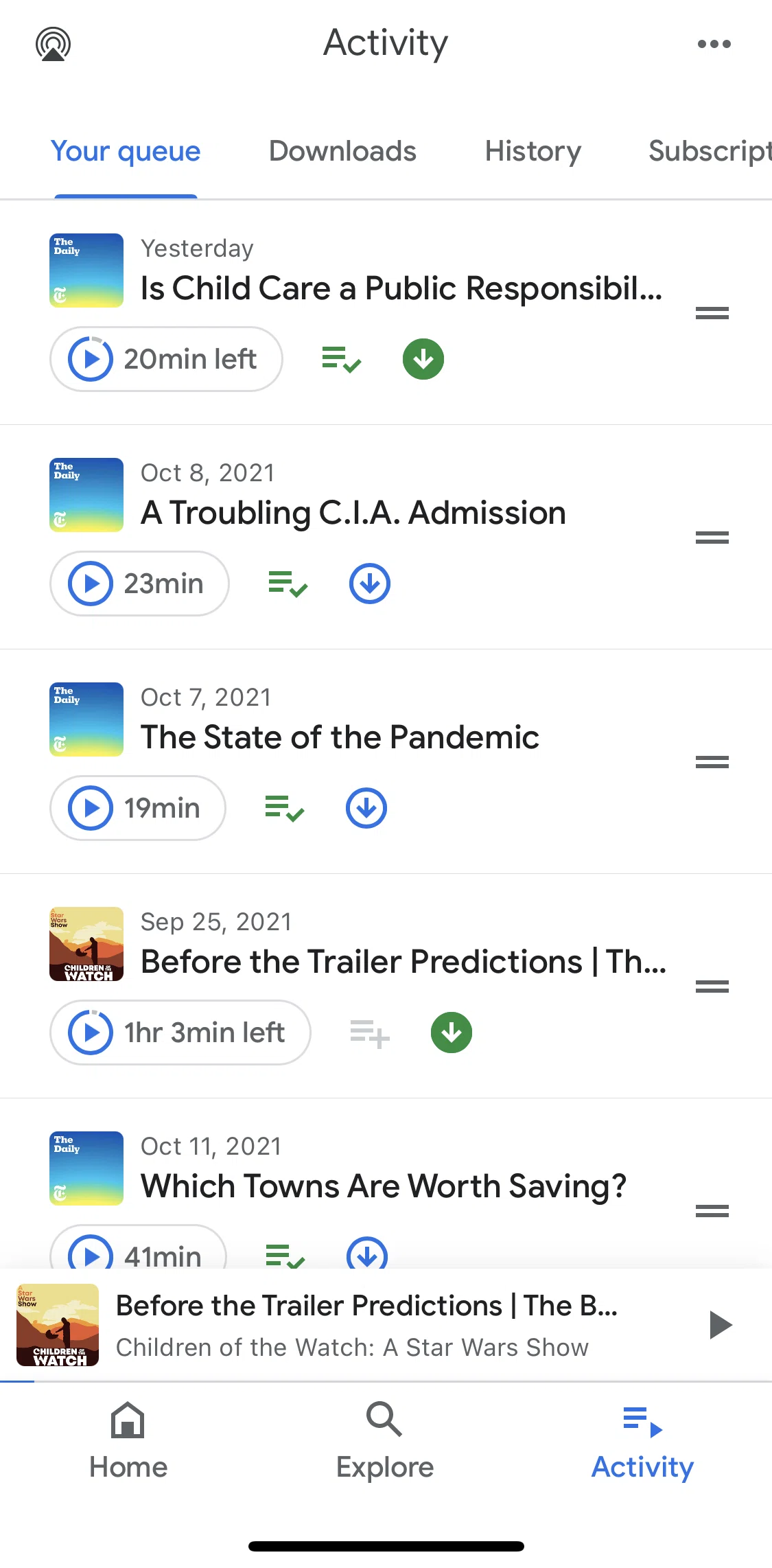 Google Podcasts Screen screen in the Activity flow