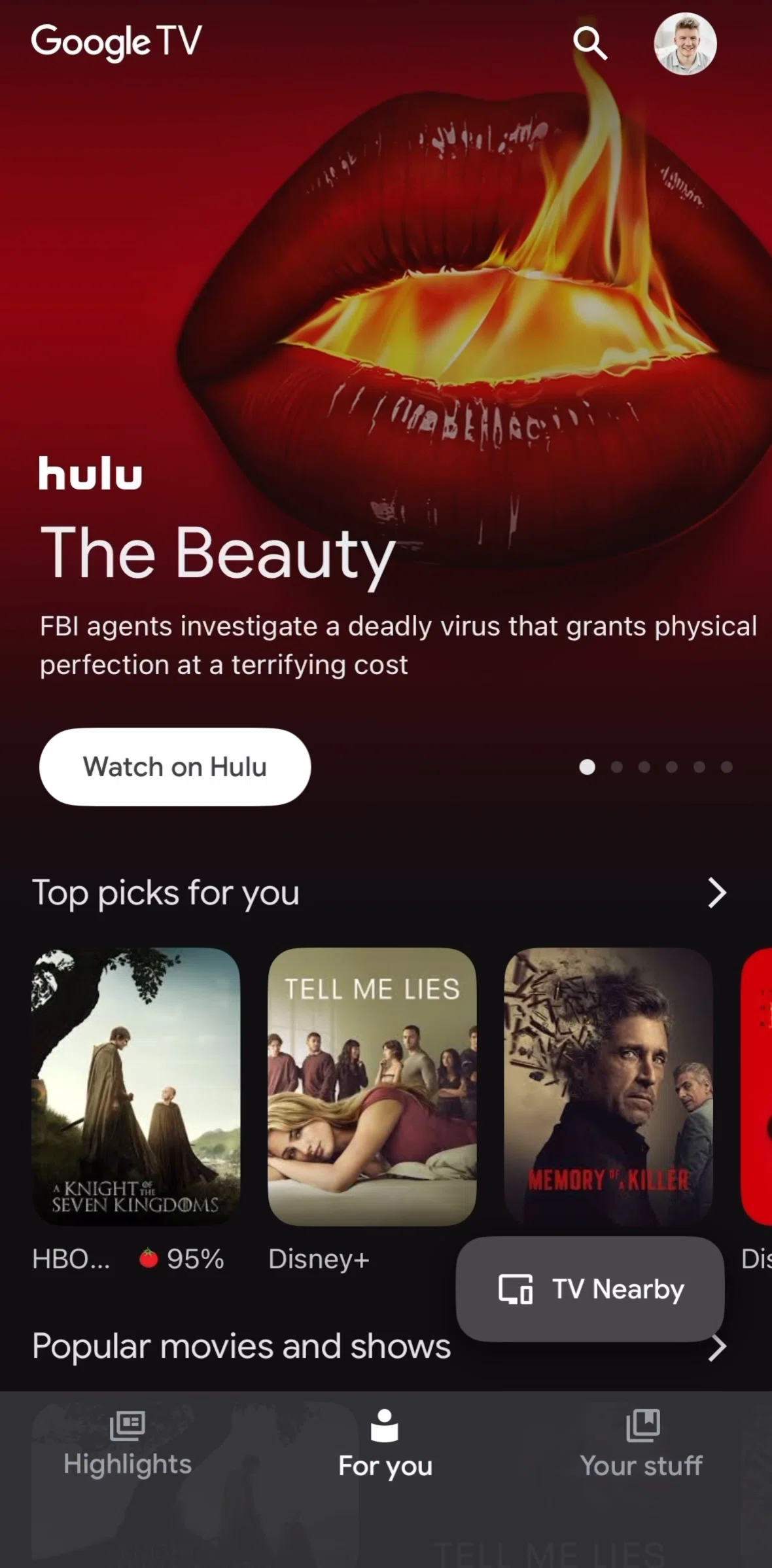 Google TV Screen screen in the Movie detail flow