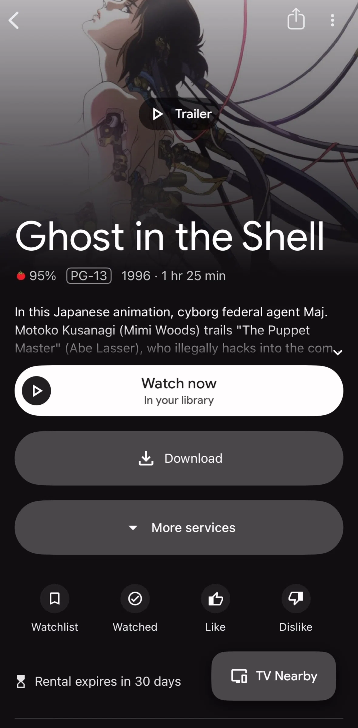 Google TV Screen screen in the Watching a movie flow