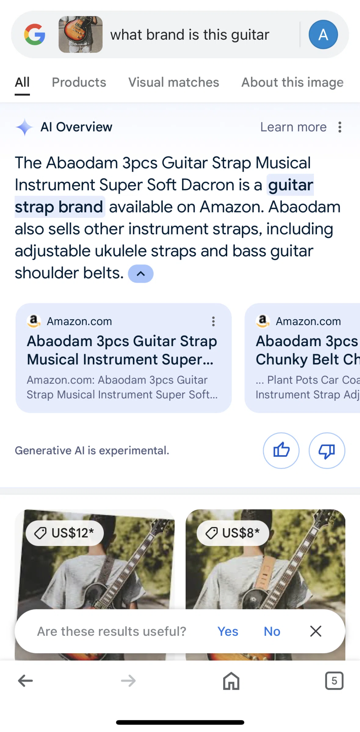 Google Screen screen in the Liking search result flow