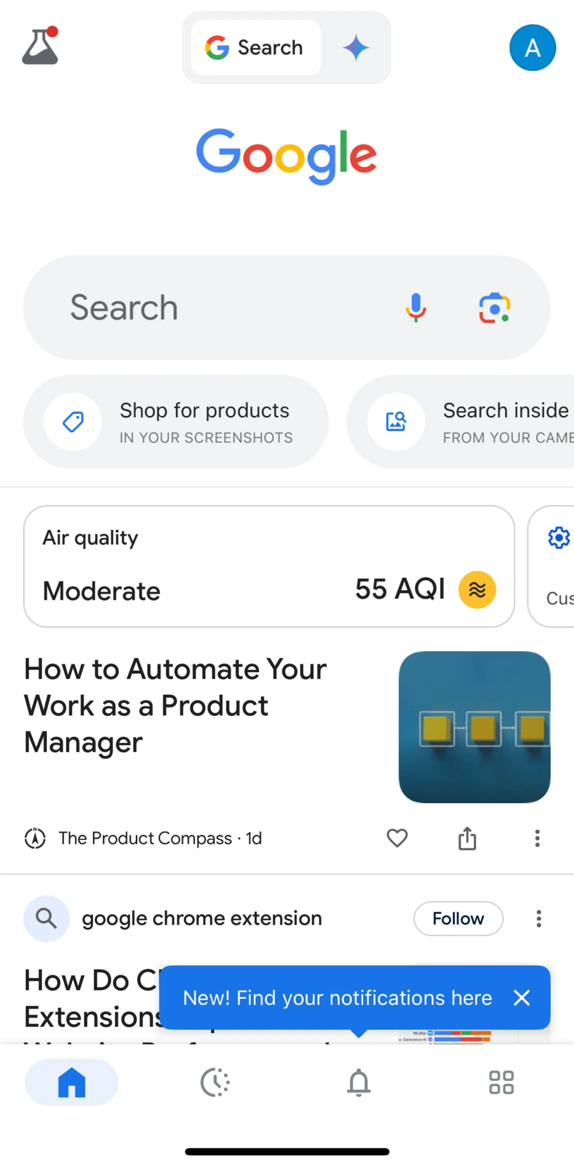 Google Screen screen in the Notifications flow