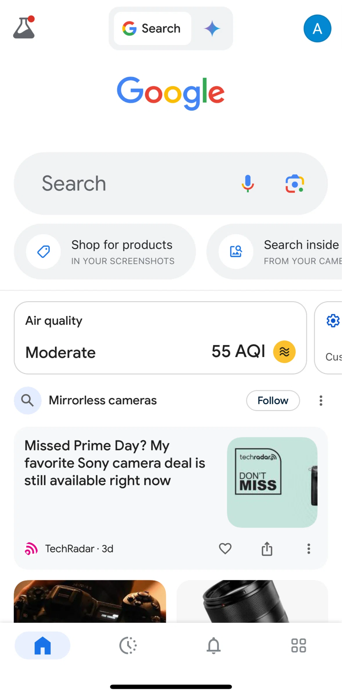 Google Screen screen in the Recents flow