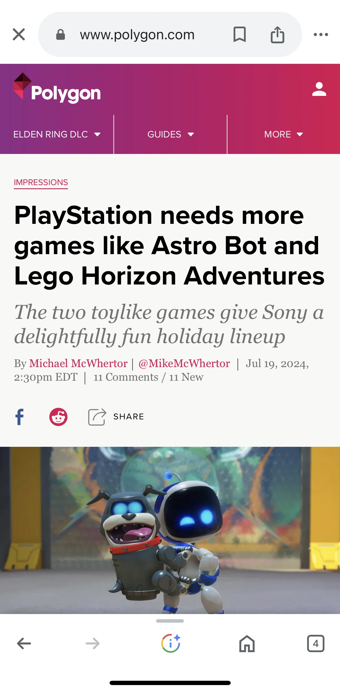 Google Screen screen in the Share an article flow