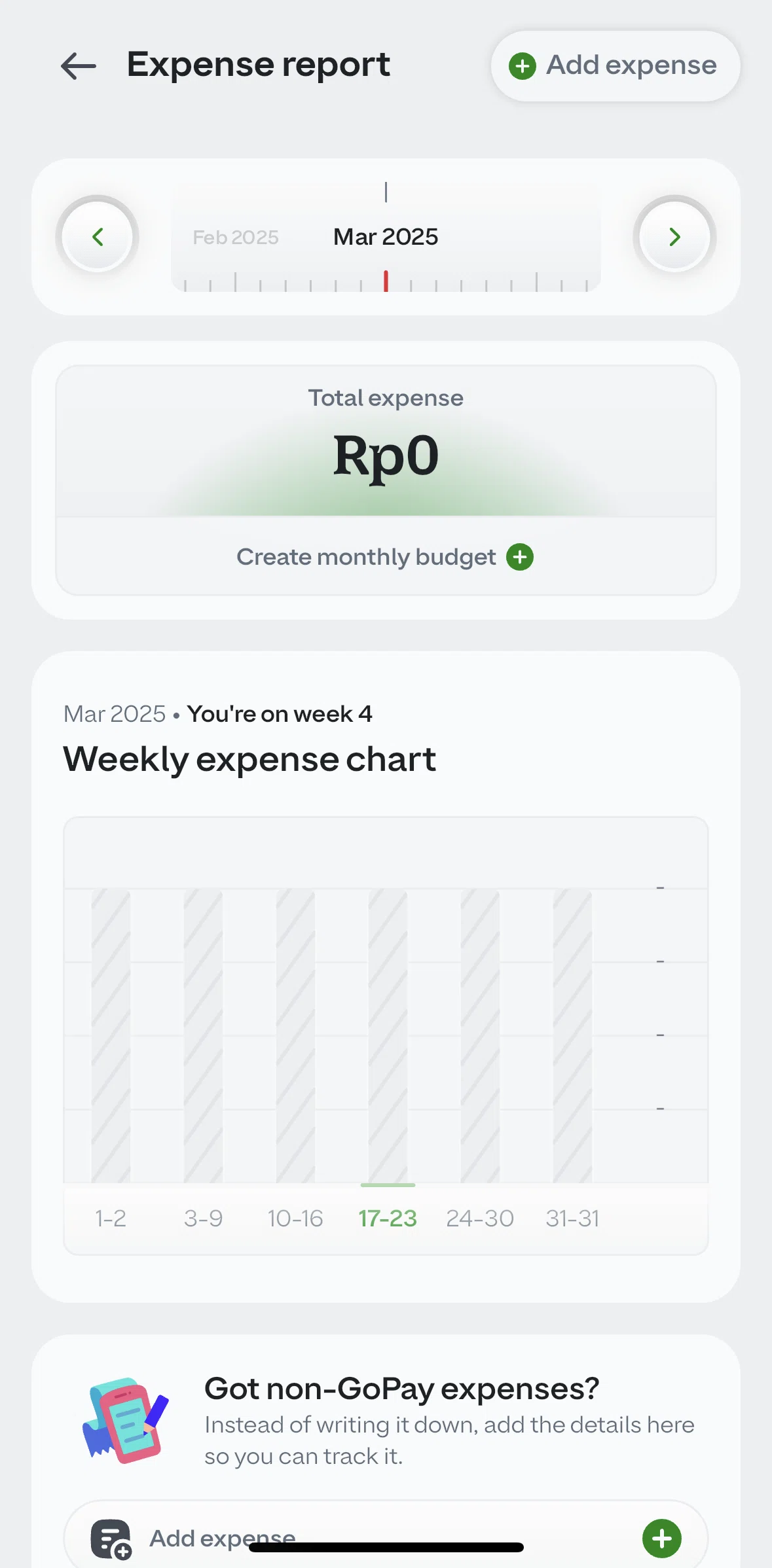 GoPay Screen screen in the Adding an expense flow