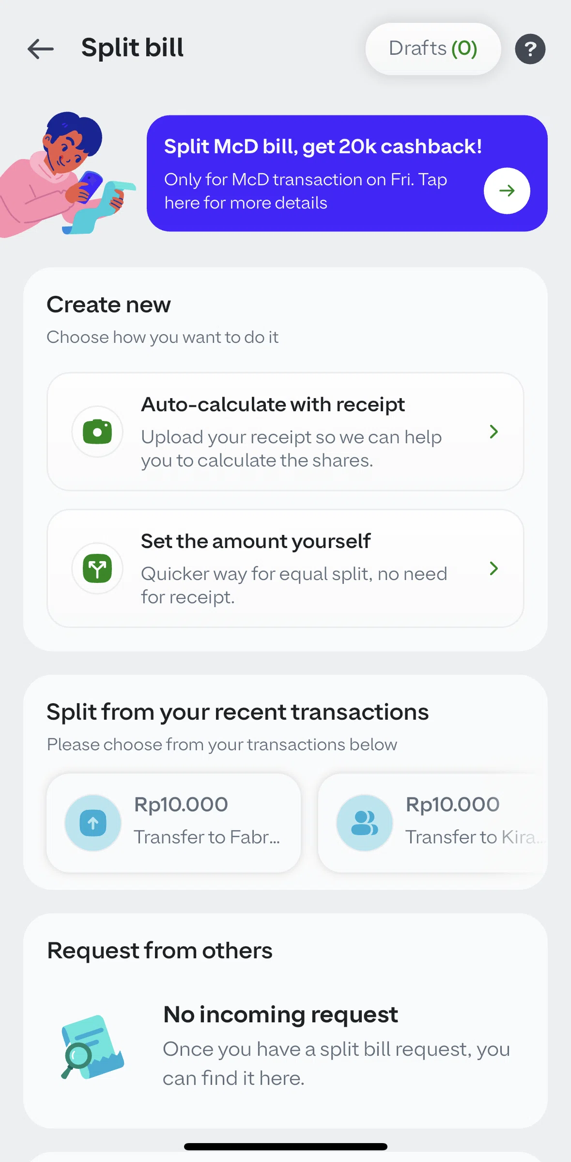 GoPay Screen screen in the Auto-calculating a receipt flow