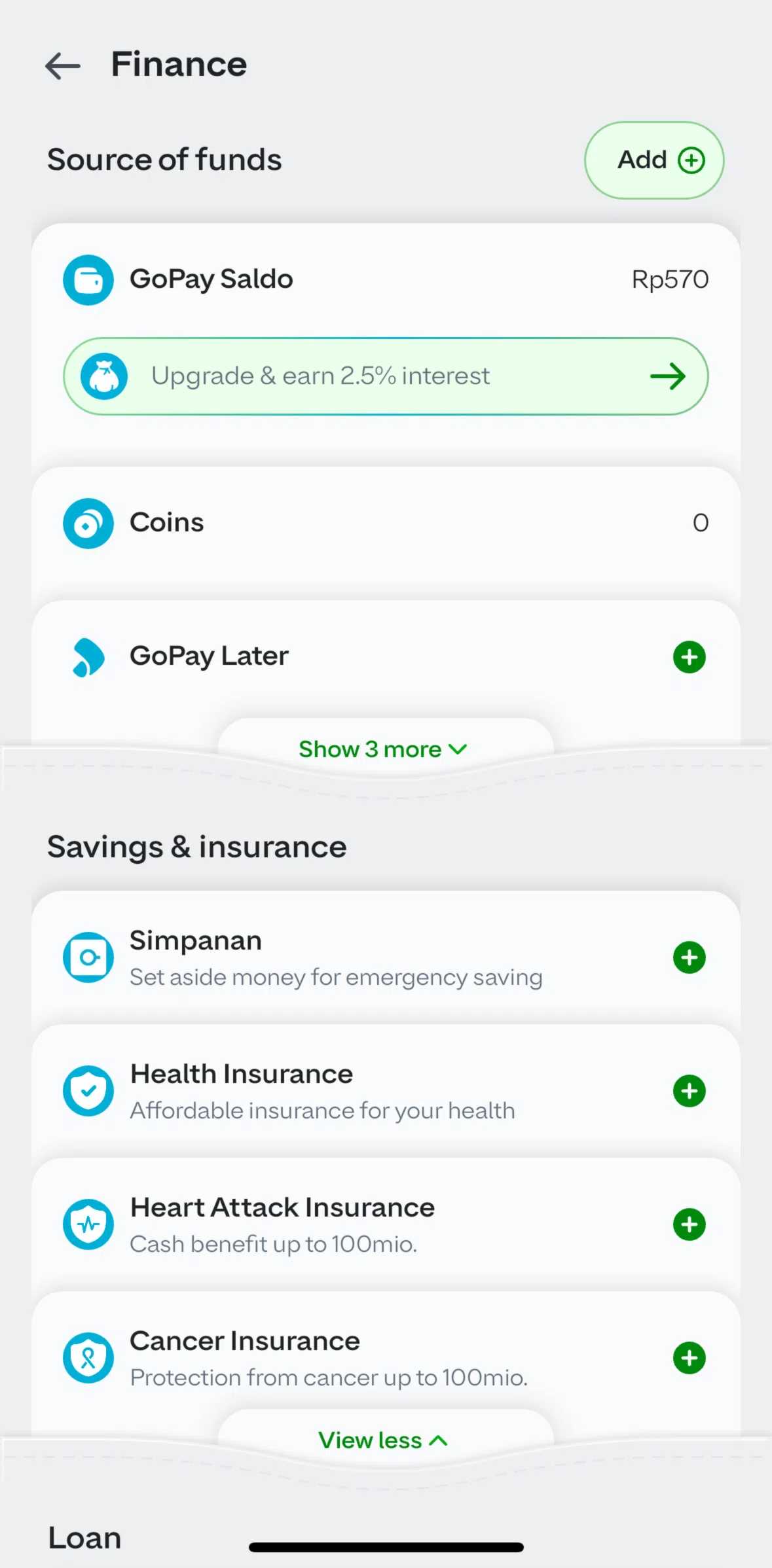 GoPay Screen screen in the Create GoPay emergency saving flow