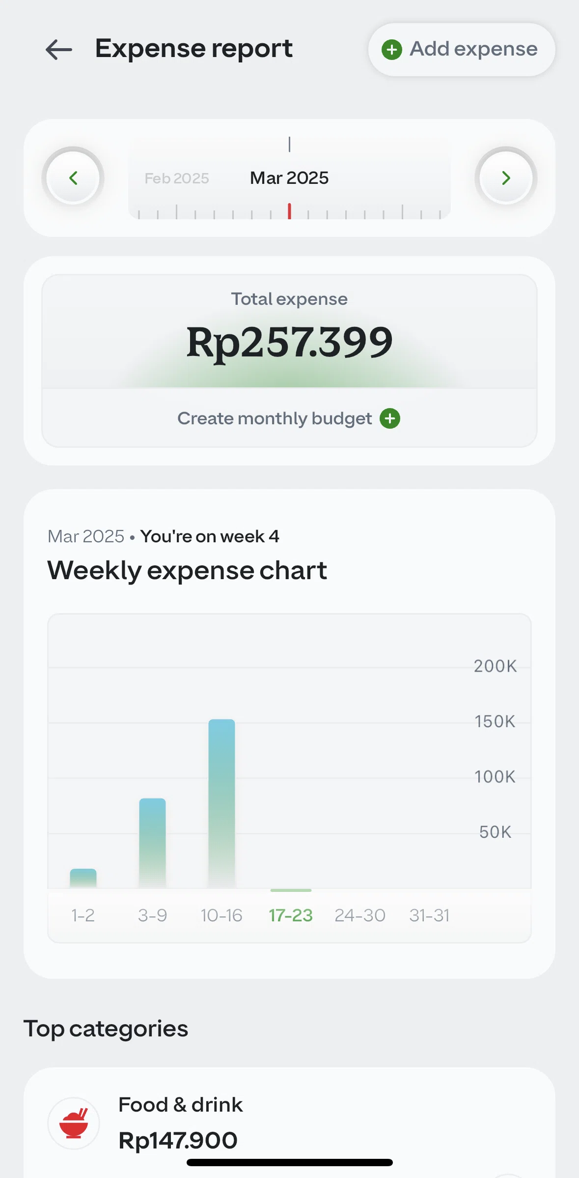 GoPay Screen screen in the Creating a budget flow