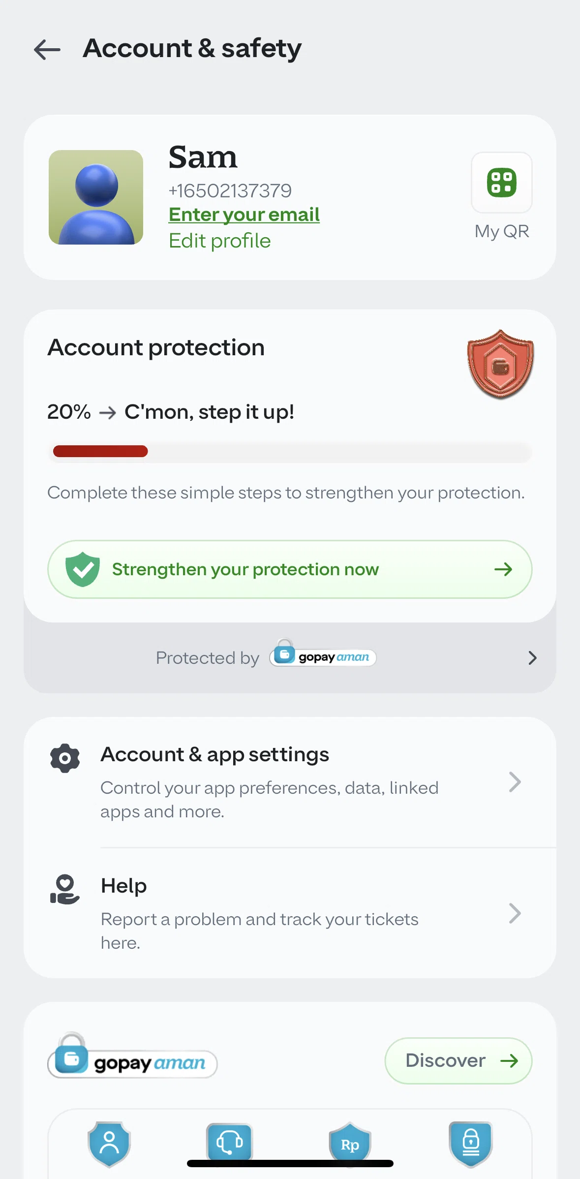 GoPay Screen screen in the Help flow