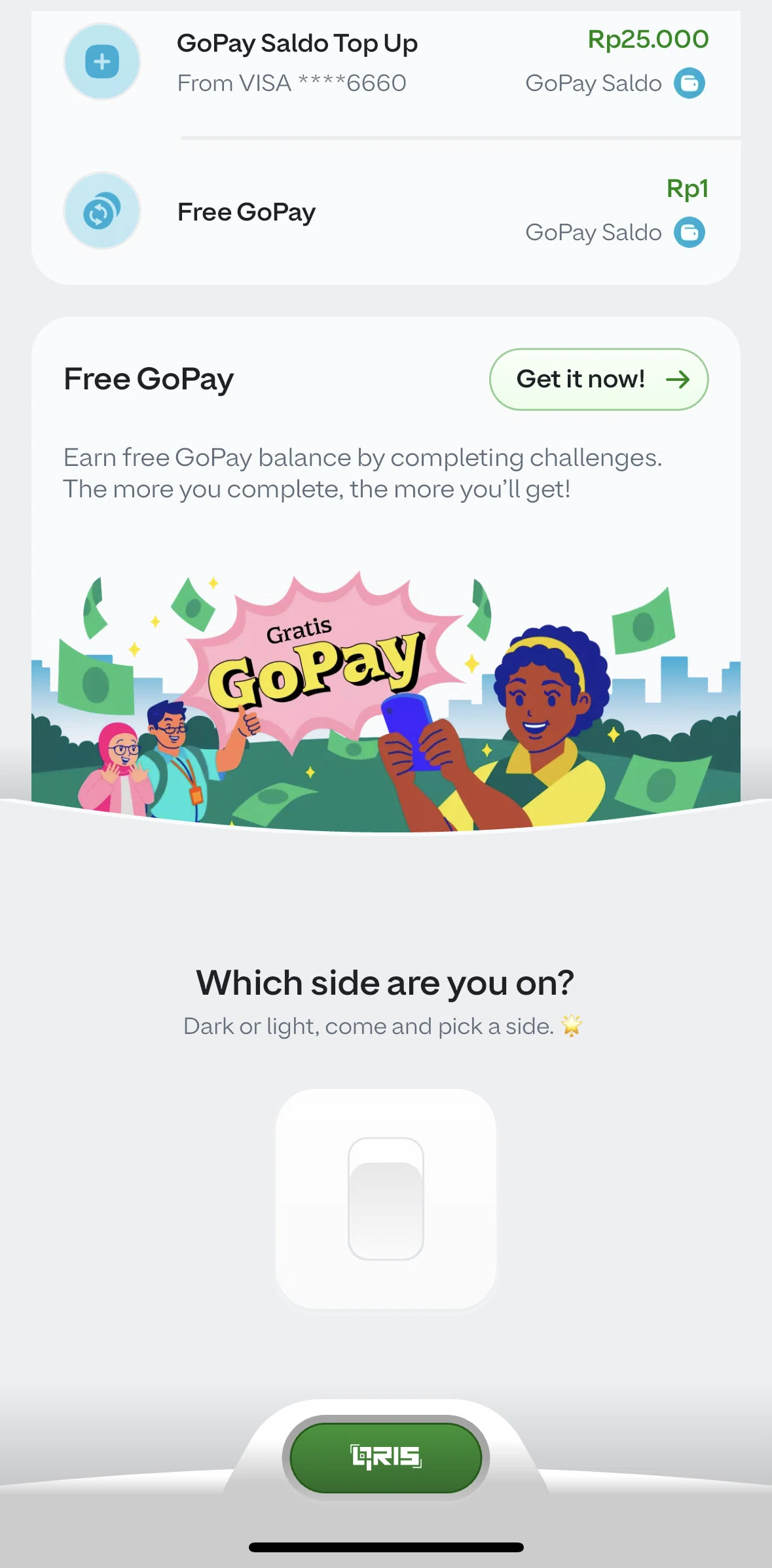 GoPay Screen screen in the Invite friends flow