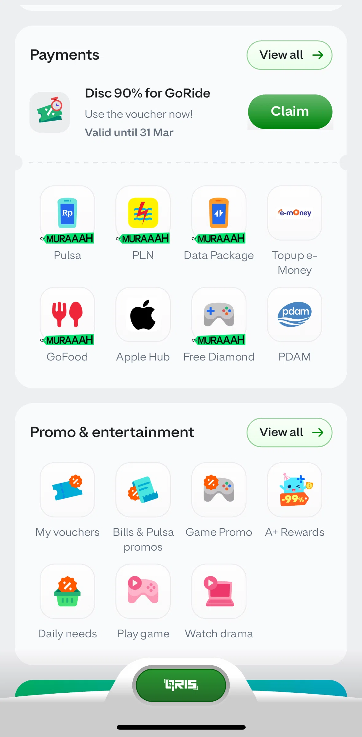 GoPay Screen screen in the Payments flow