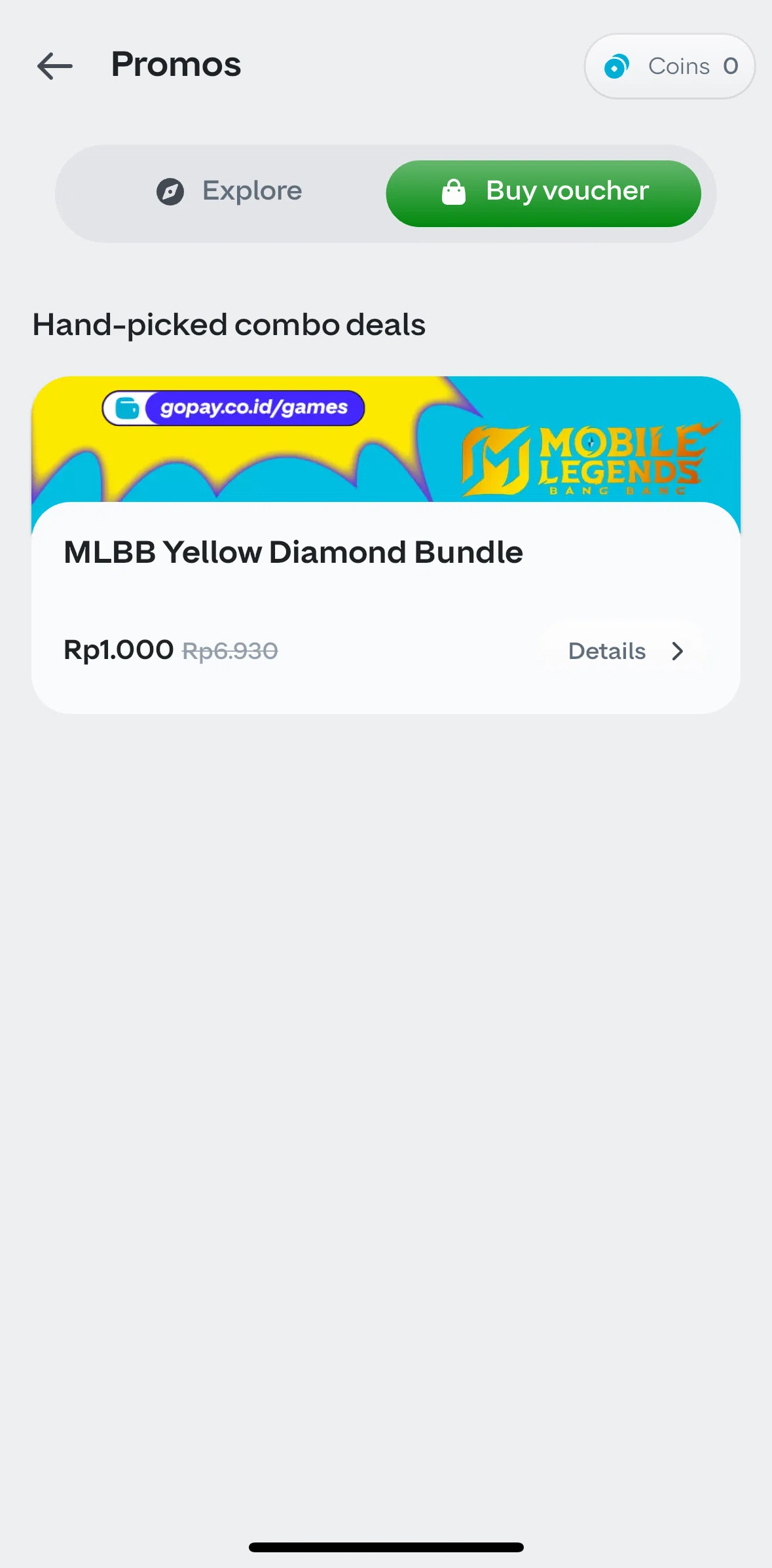 GoPay Screen screen in the Purchasing a voucher flow