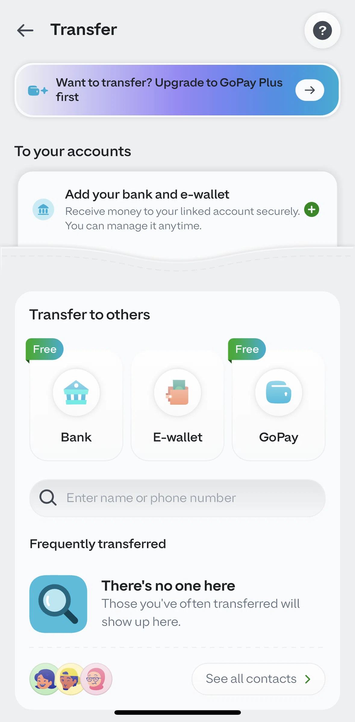 GoPay Screen screen in the Transferring to Gopay flow