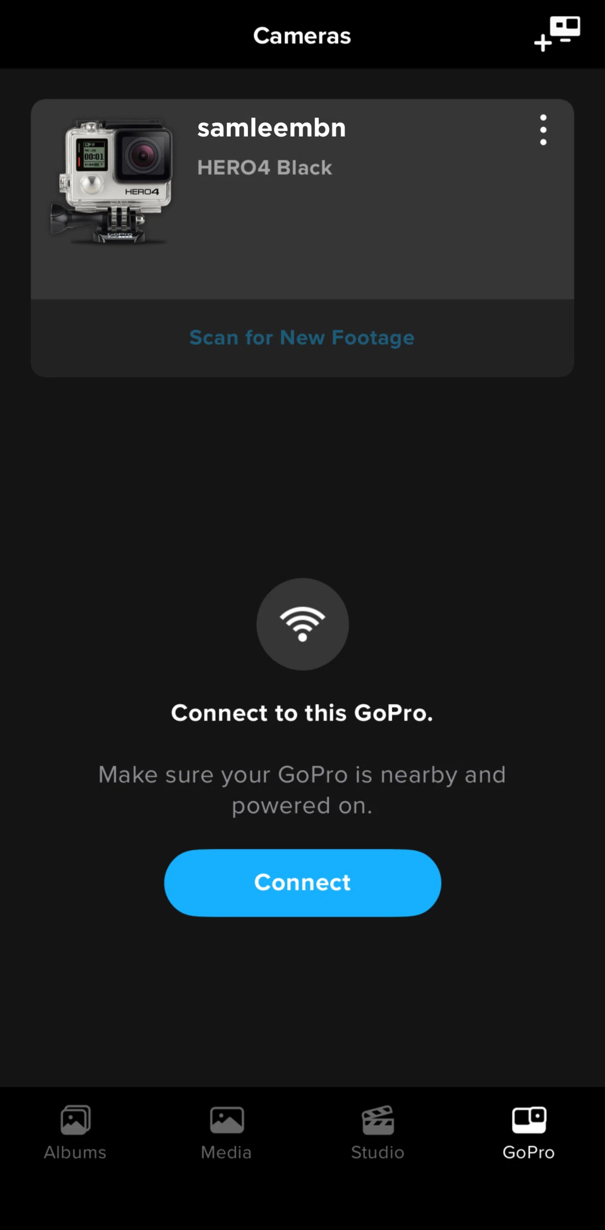 GoPro Quik Screen screen in the Albums flow