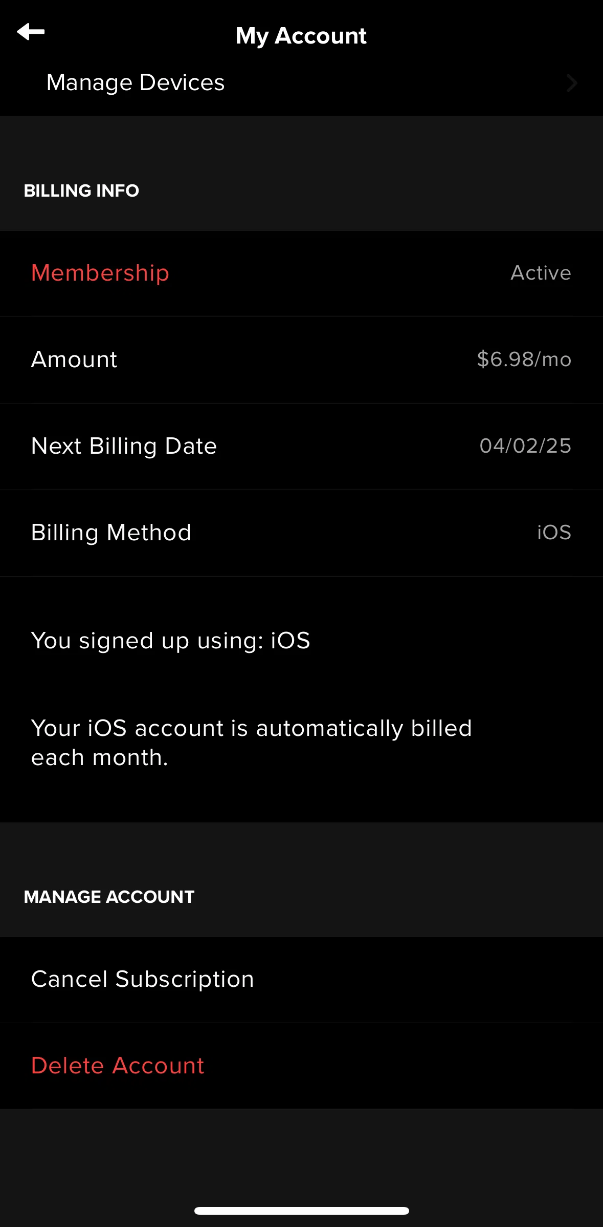 GoPro Quik Screen screen in the Canceling subscription flow