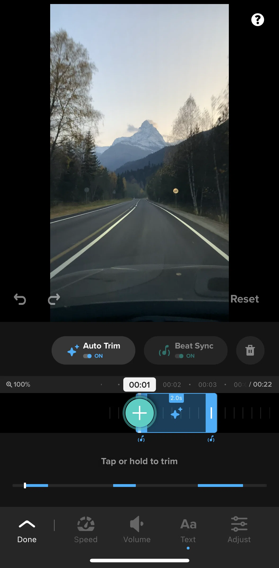 GoPro Quik Screen screen in the Volume flow