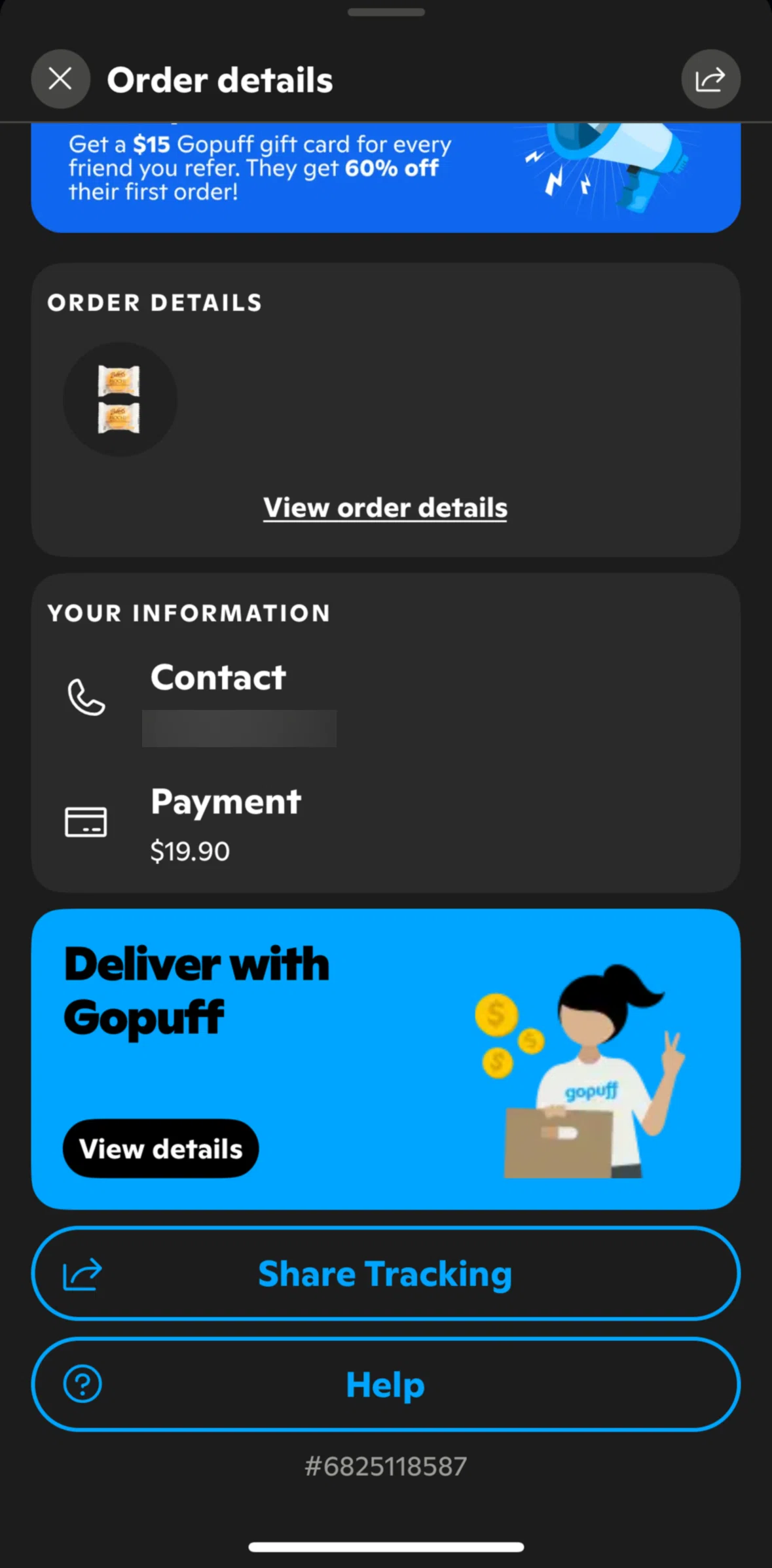 Gopuff Screen screen in the Cancel order flow