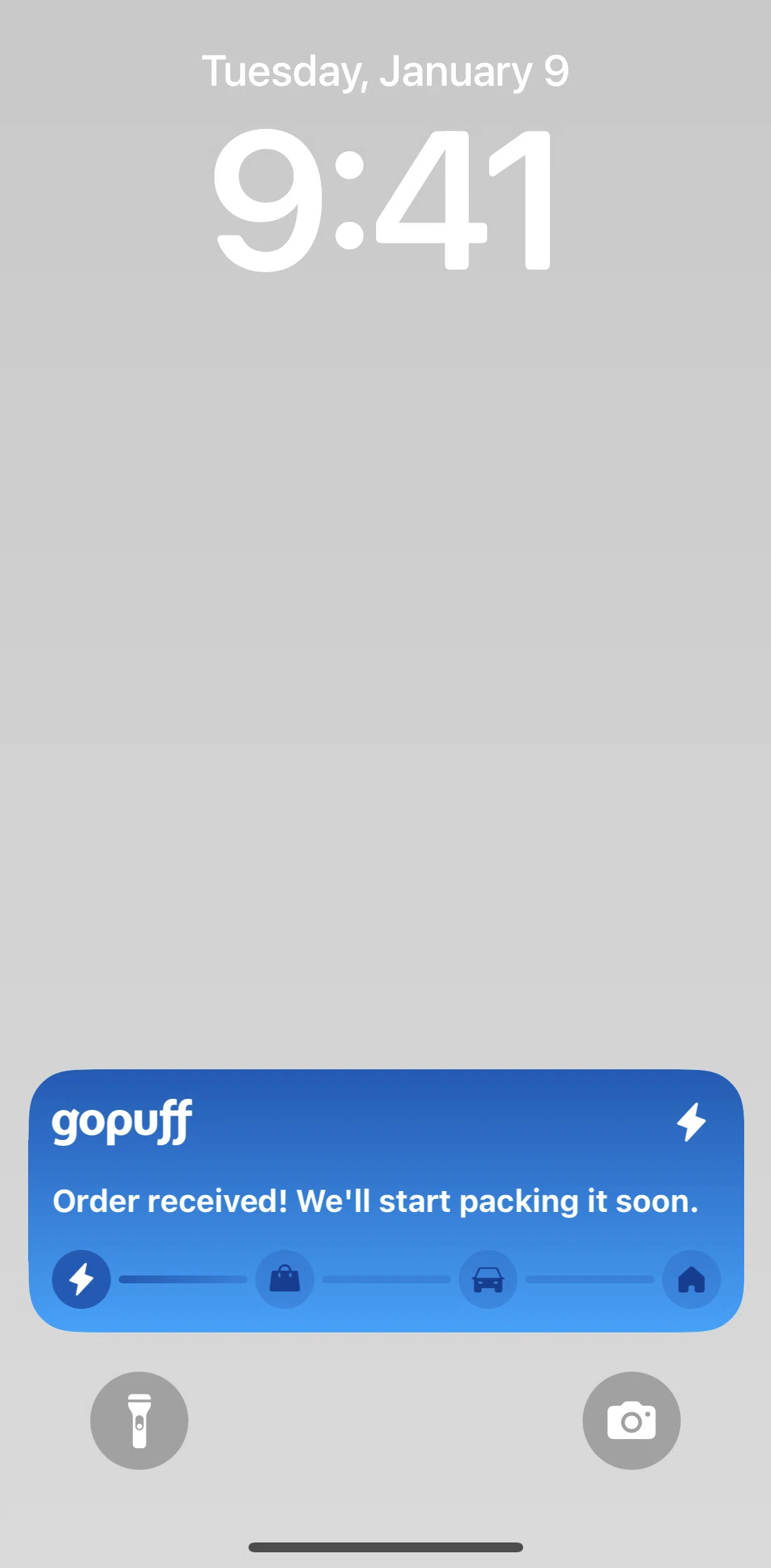Gopuff Screen screen in the Live Activities flow