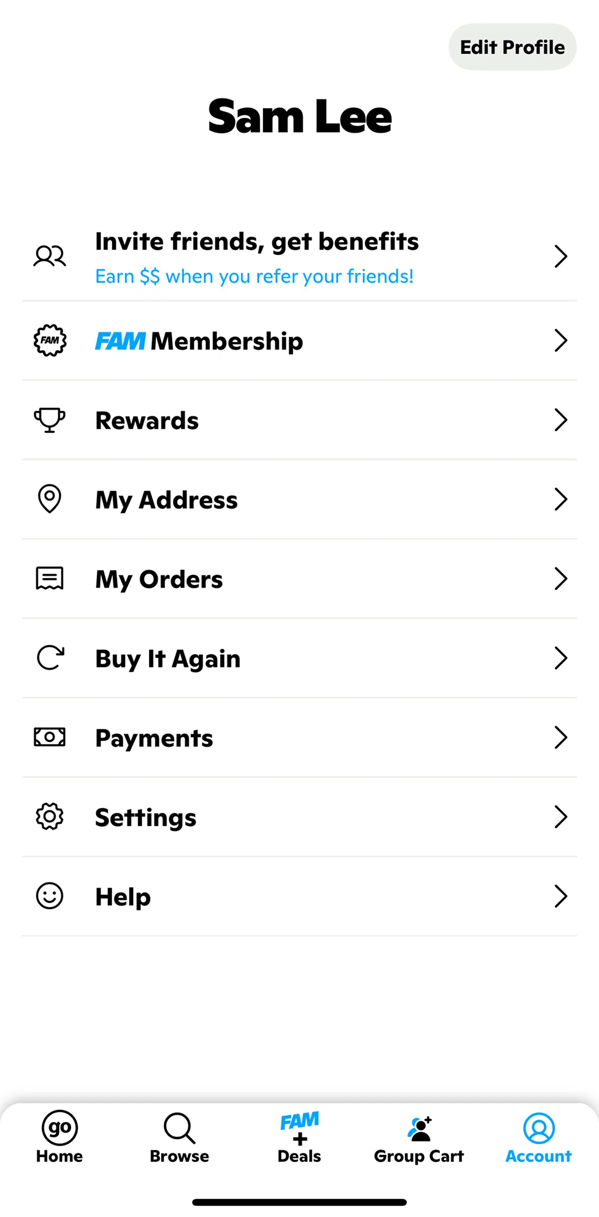 Gopuff Screen screen in the My orders flow