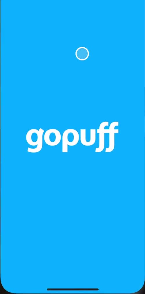 Gopuff Splash screen screen in the Onboarding flow