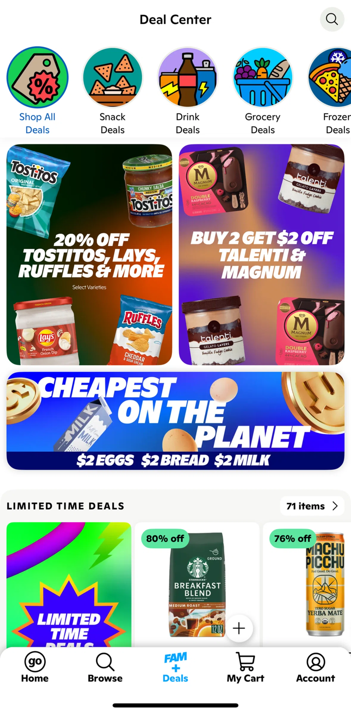 Gopuff Screen screen in the View deals (deal center) flow