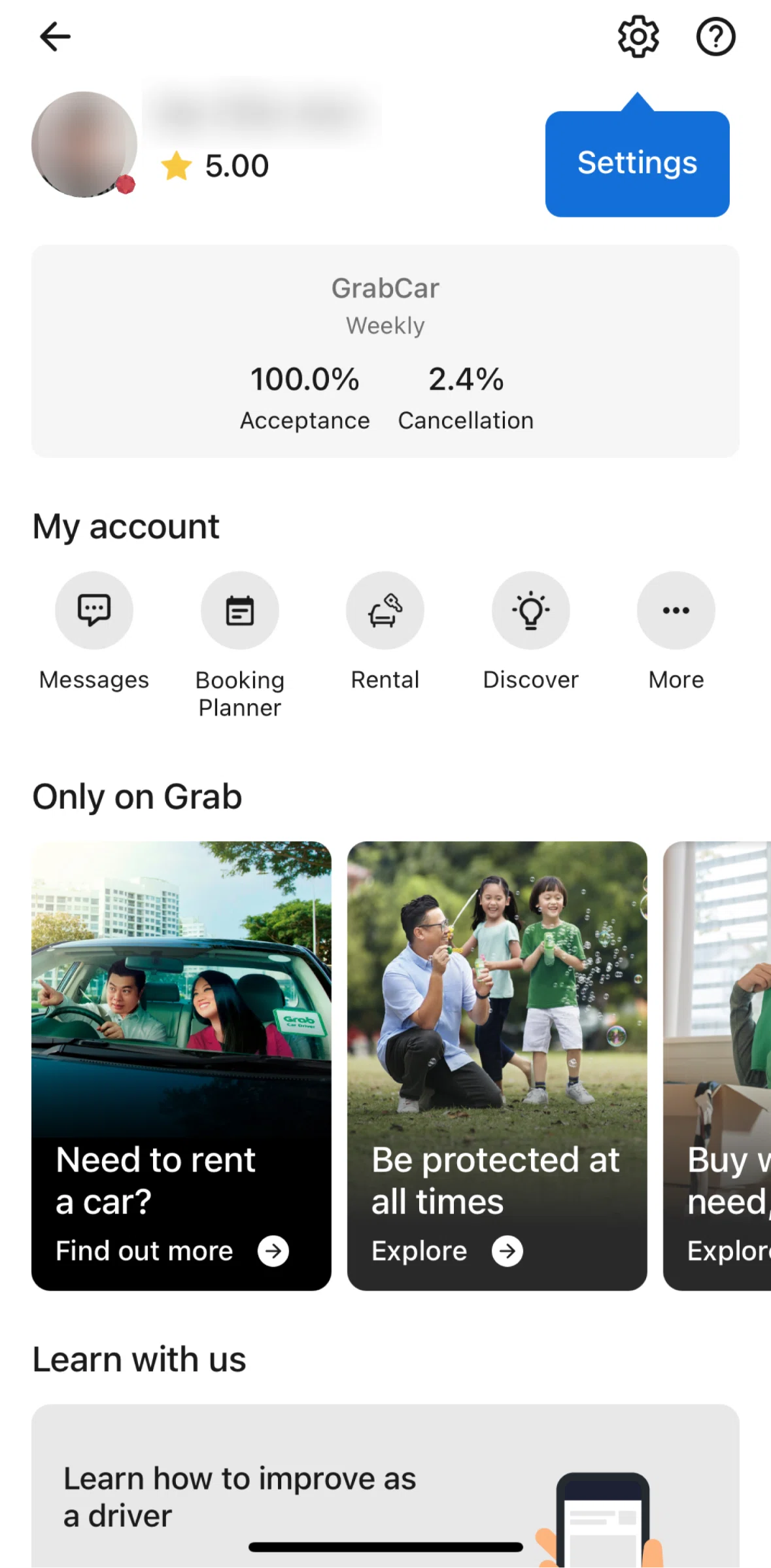 Grab Driver Screen screen in the Booking planner flow