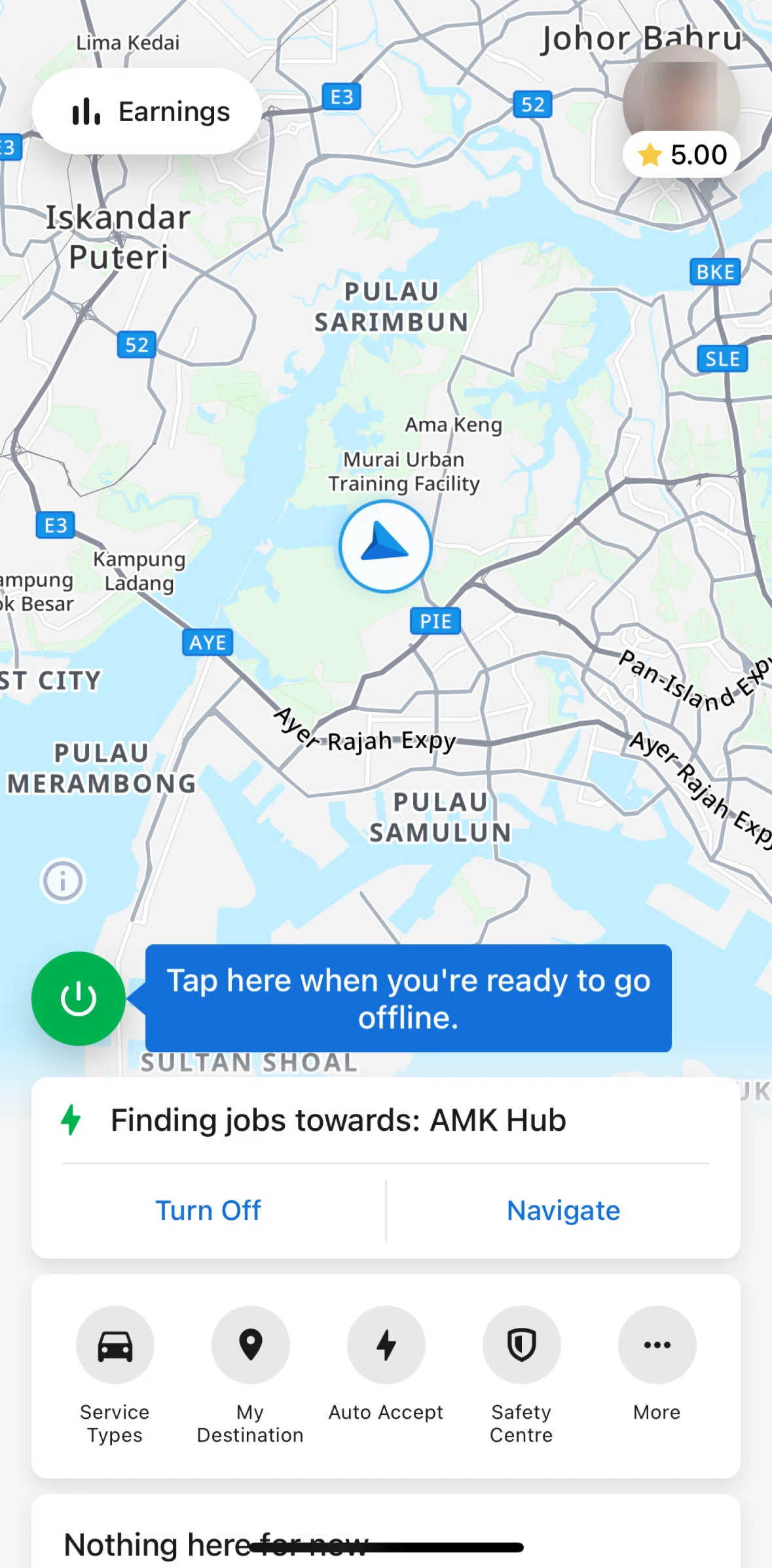 Grab Driver Screen screen in the Completing a job flow