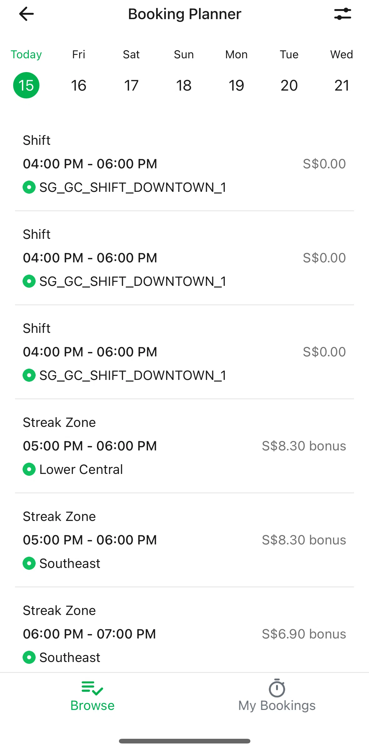 Grab Driver Screen screen in the Filtering bookings flow