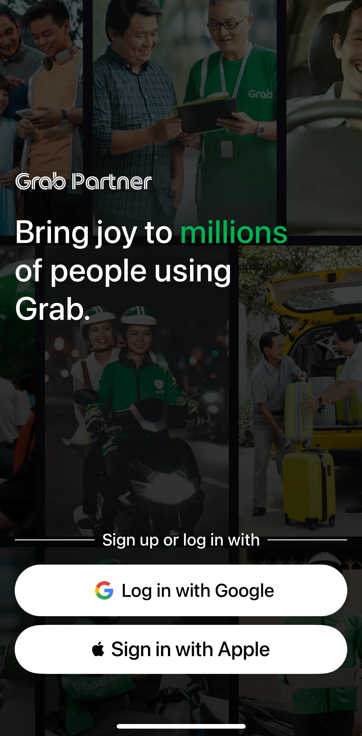 Grab Driver Screen screen in the Logging in flow