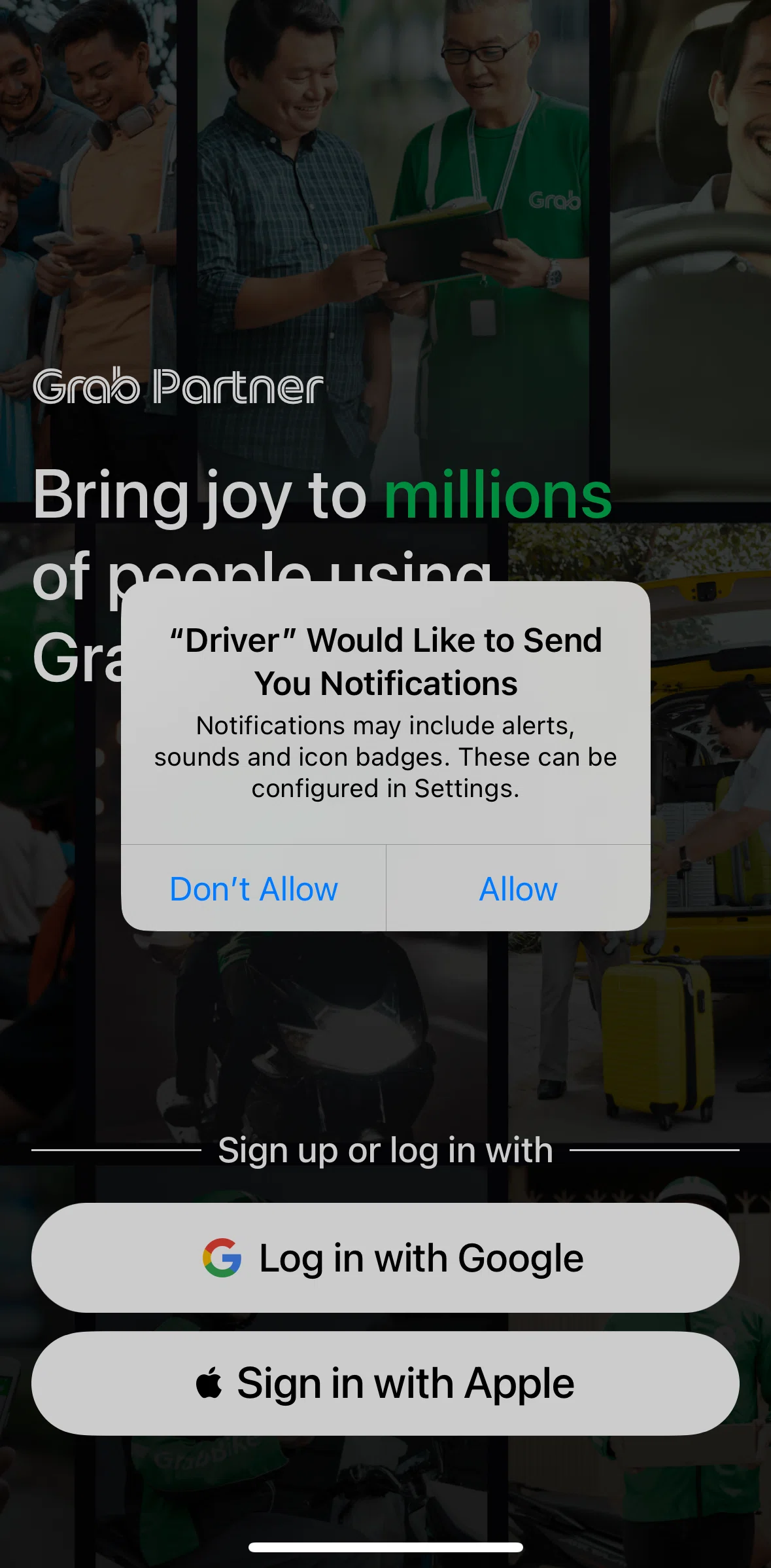 Grab Driver Screen screen in the Onboarding (New registration) flow