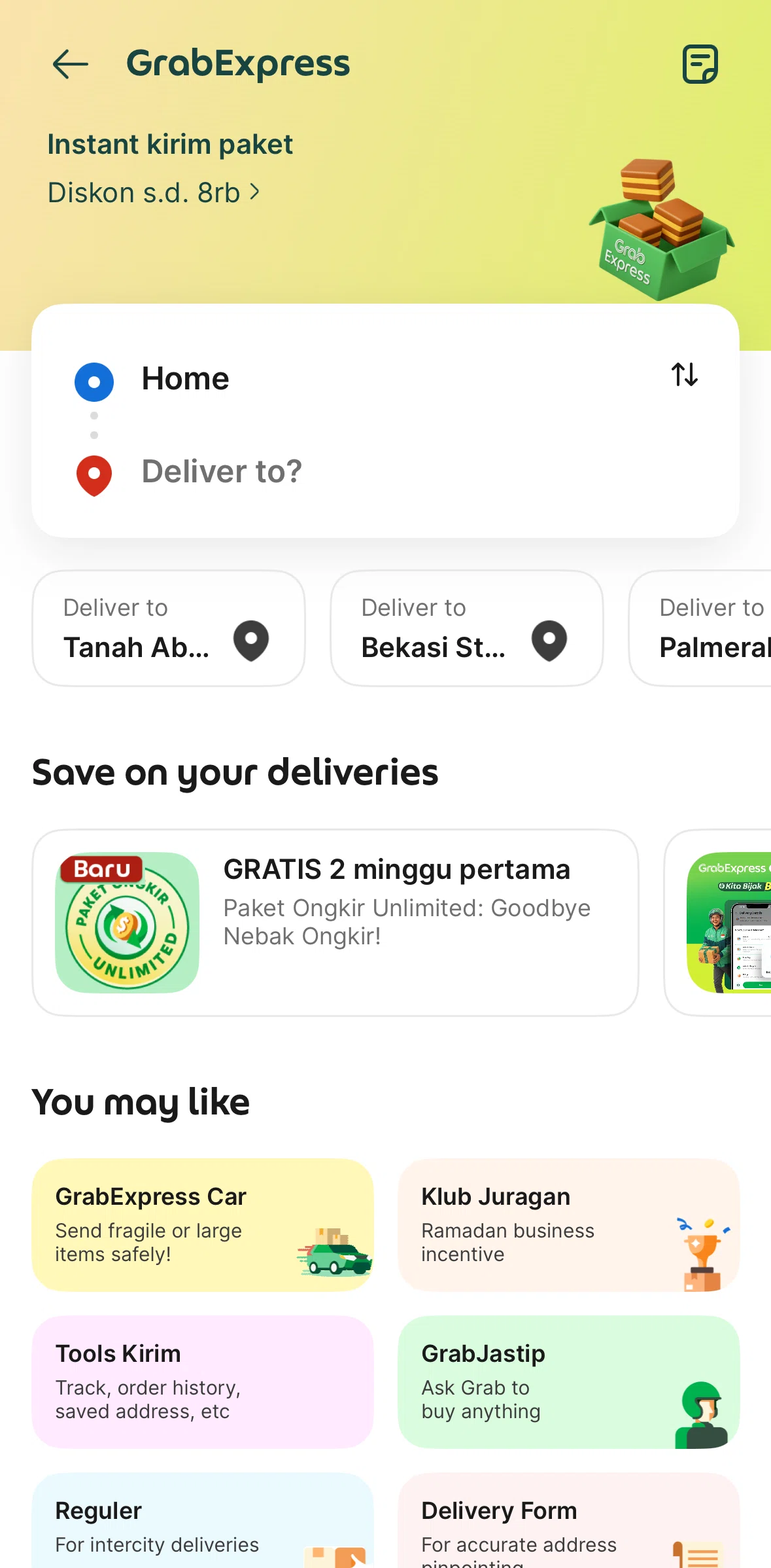 Grab Screen 1 screen in the Book a delivery order flow