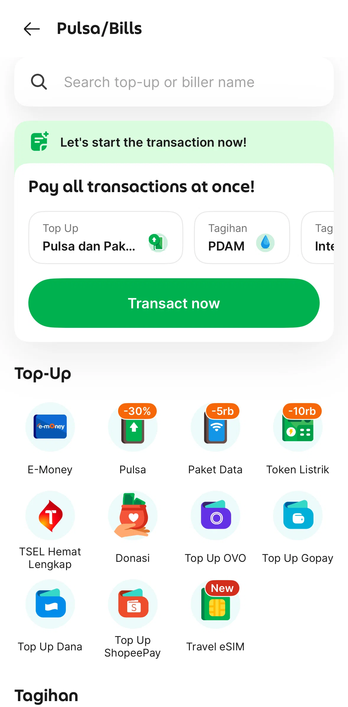 Grab Screen 1 screen in the Buy phone credit flow