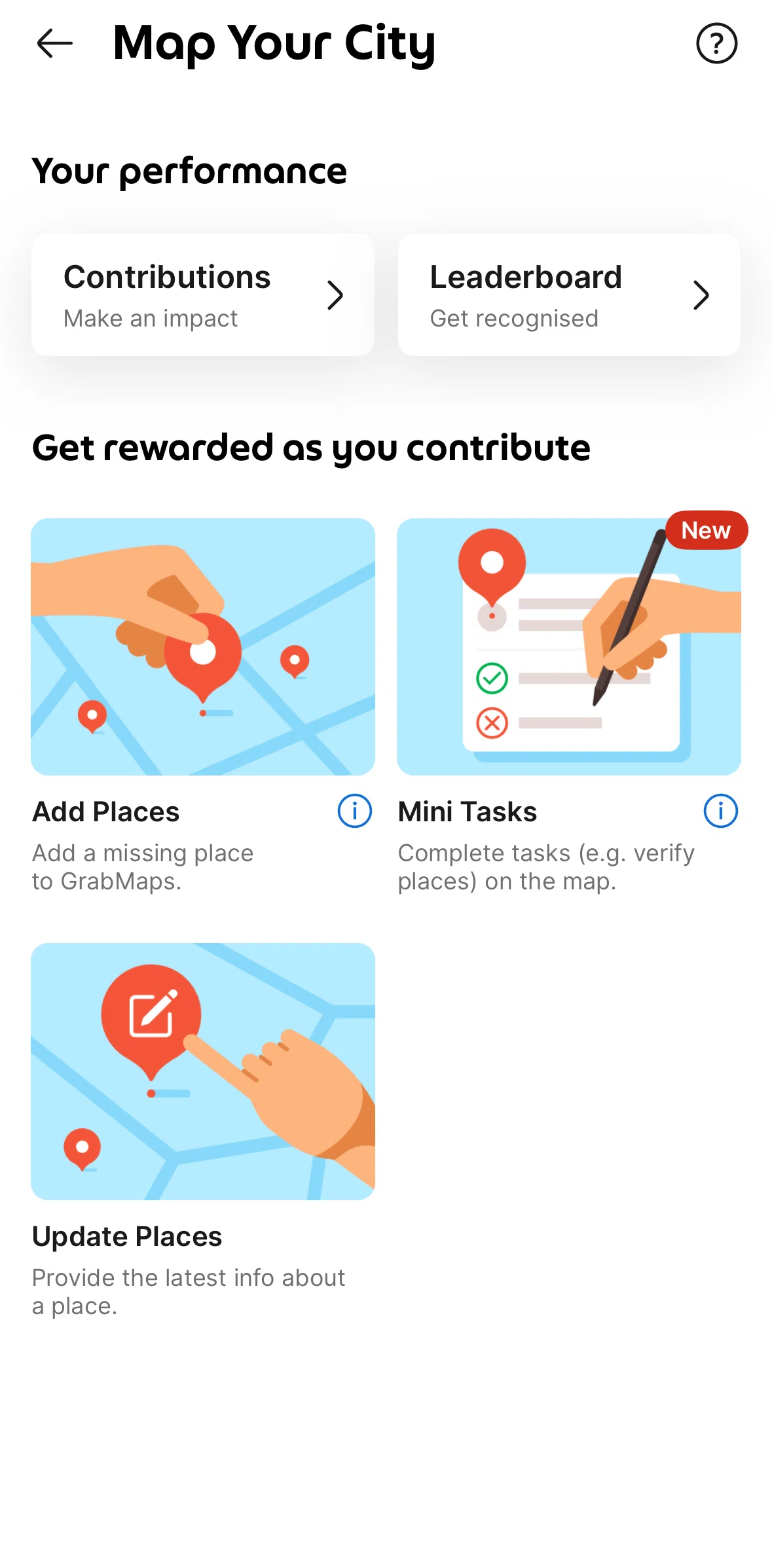 Grab Screen 1 screen in the Contributions flow