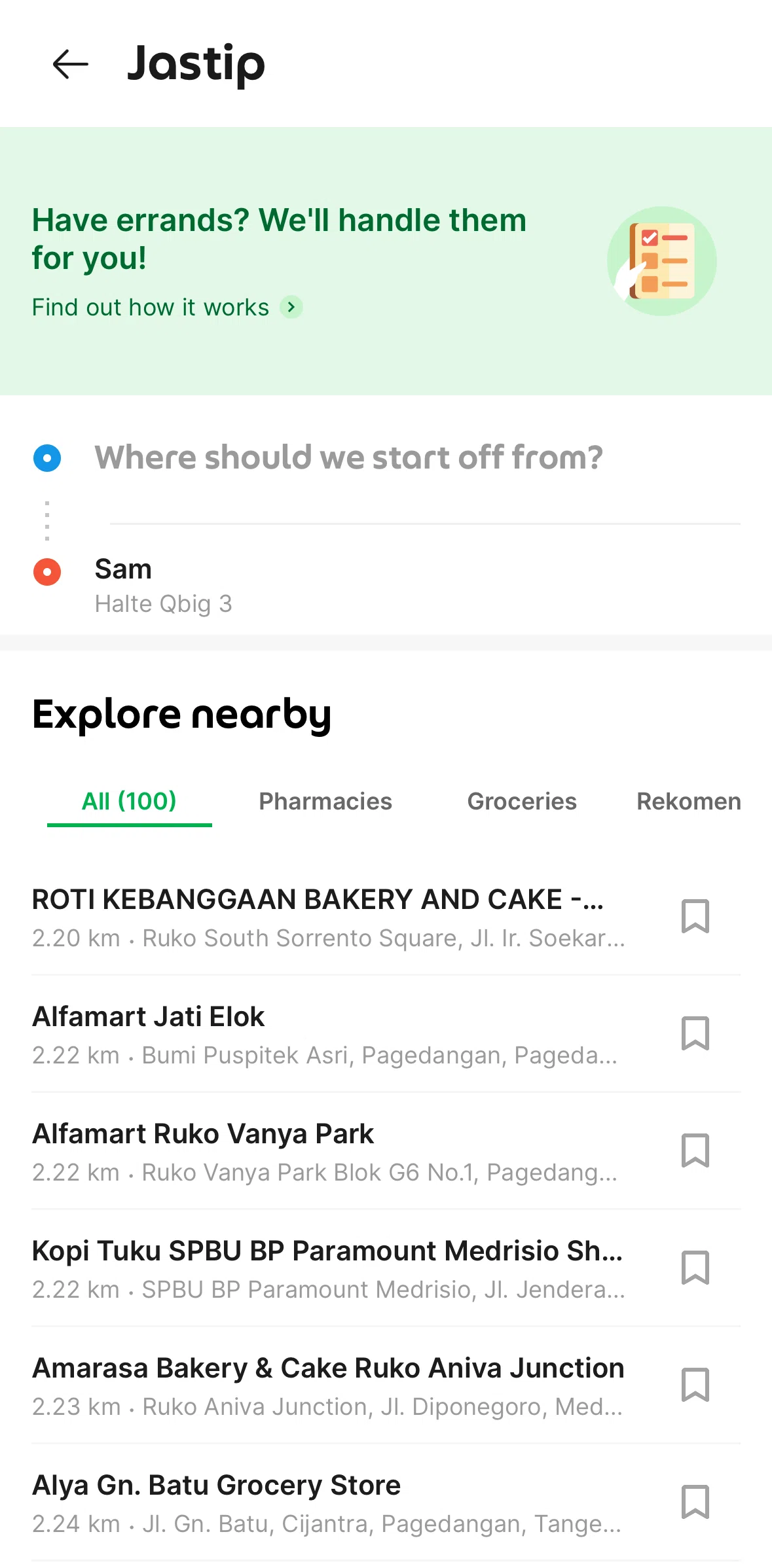 Grab Screen 1 screen in the Create an order (personal shopping service) flow