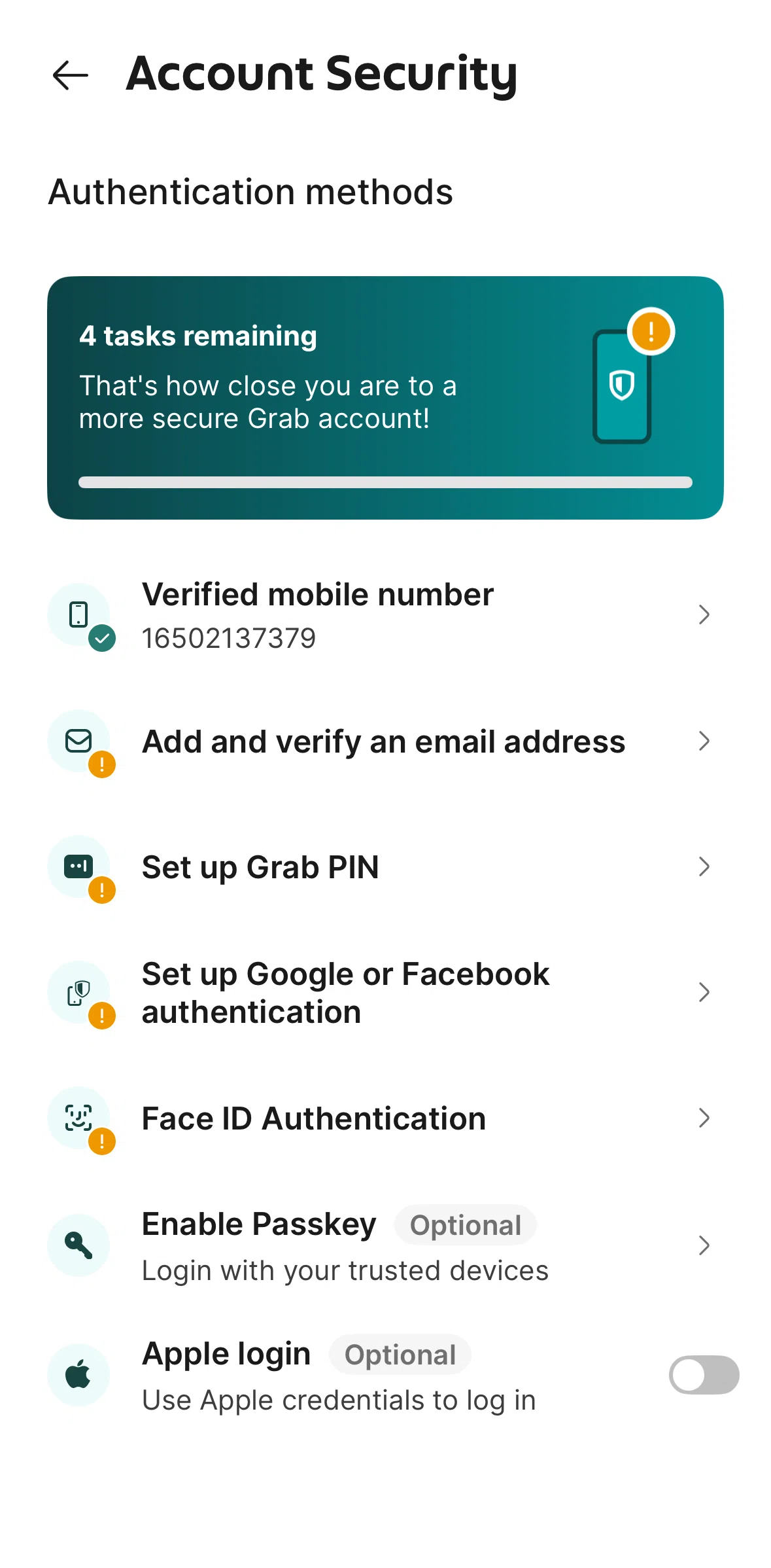 Grab Screen 1 screen in the Creating a PIN flow