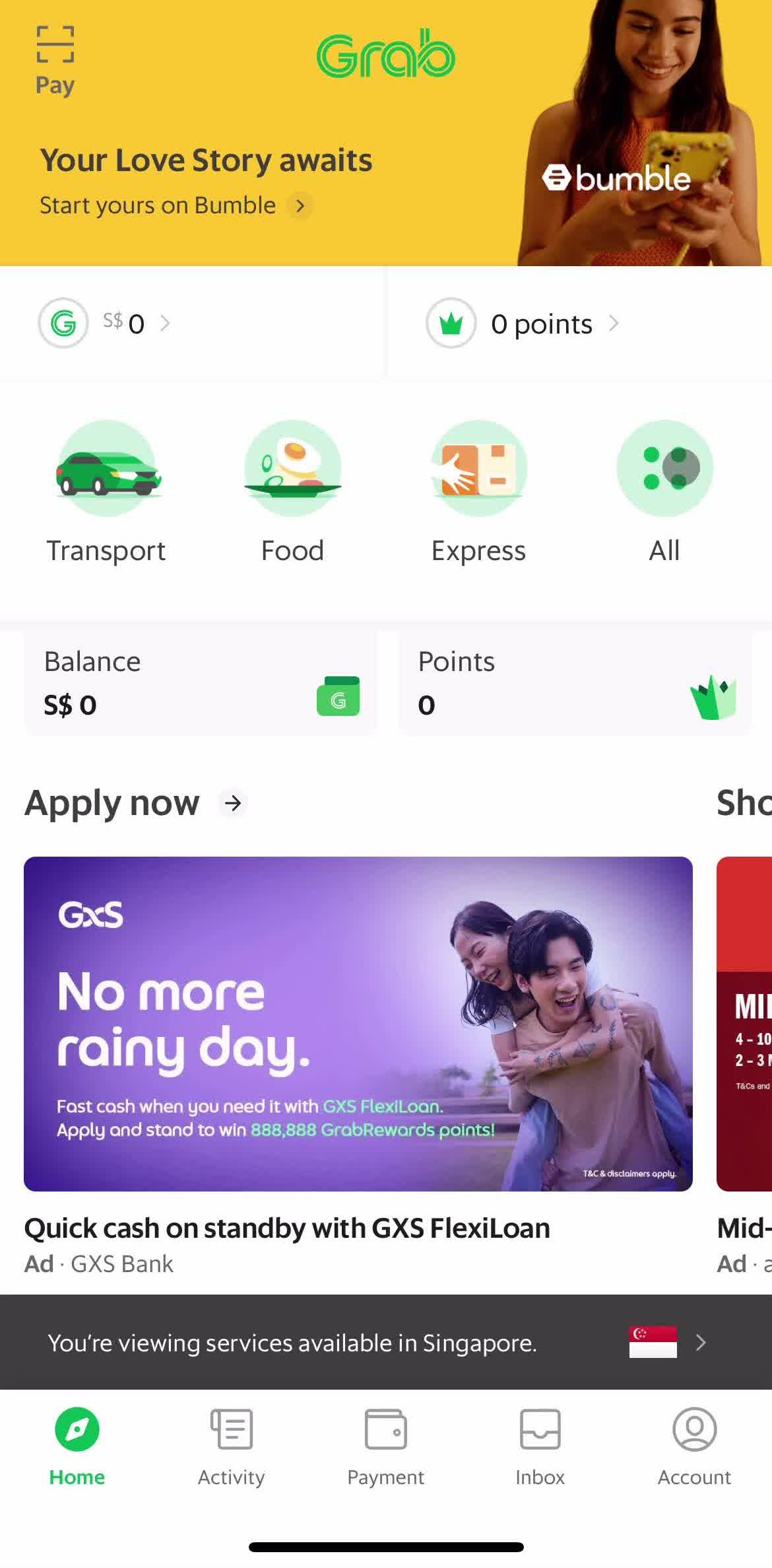 Grab Home screen in the Filtering And Sorting flow
