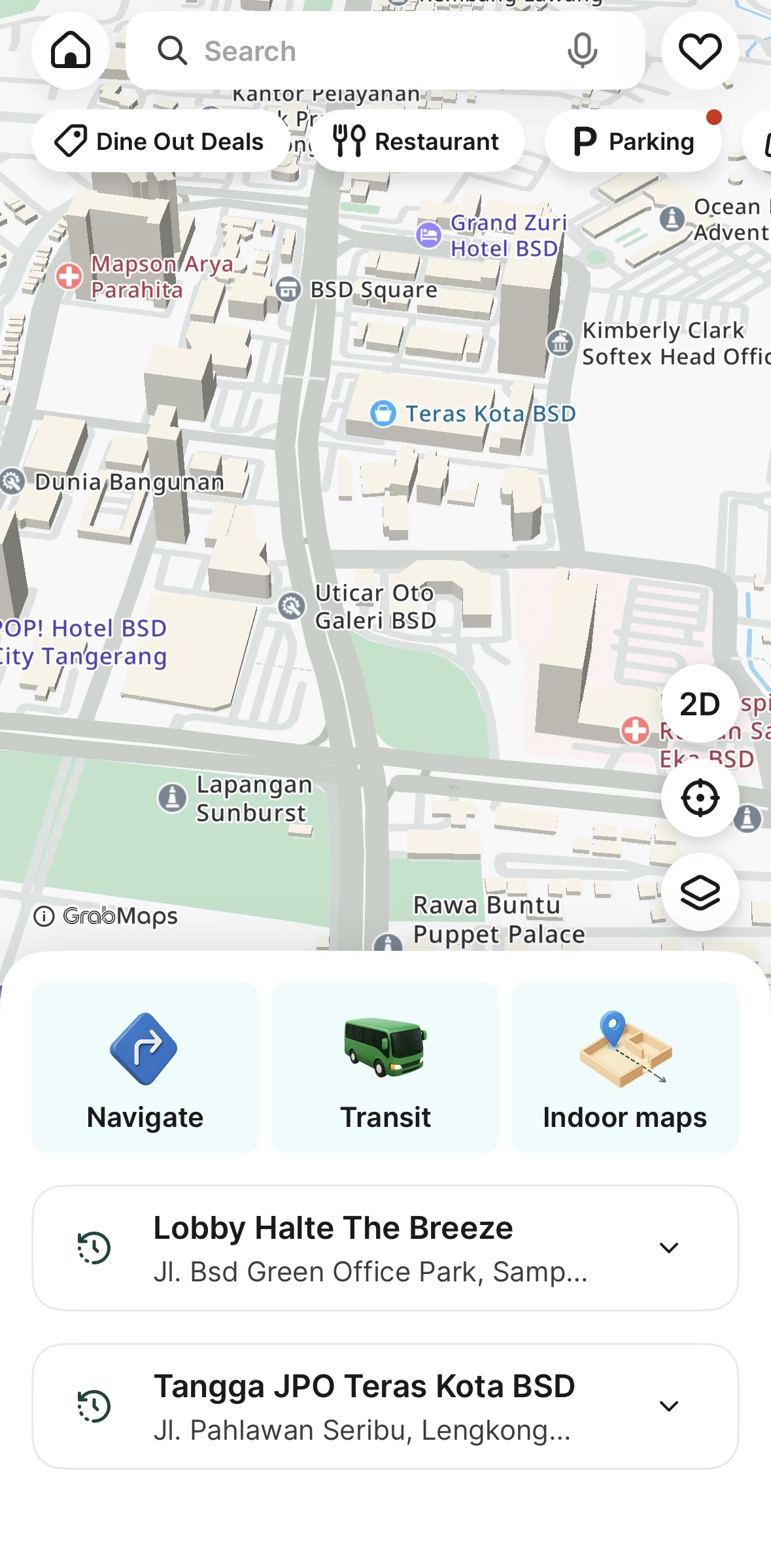 Grab Screen 1 screen in the Indoor map flow