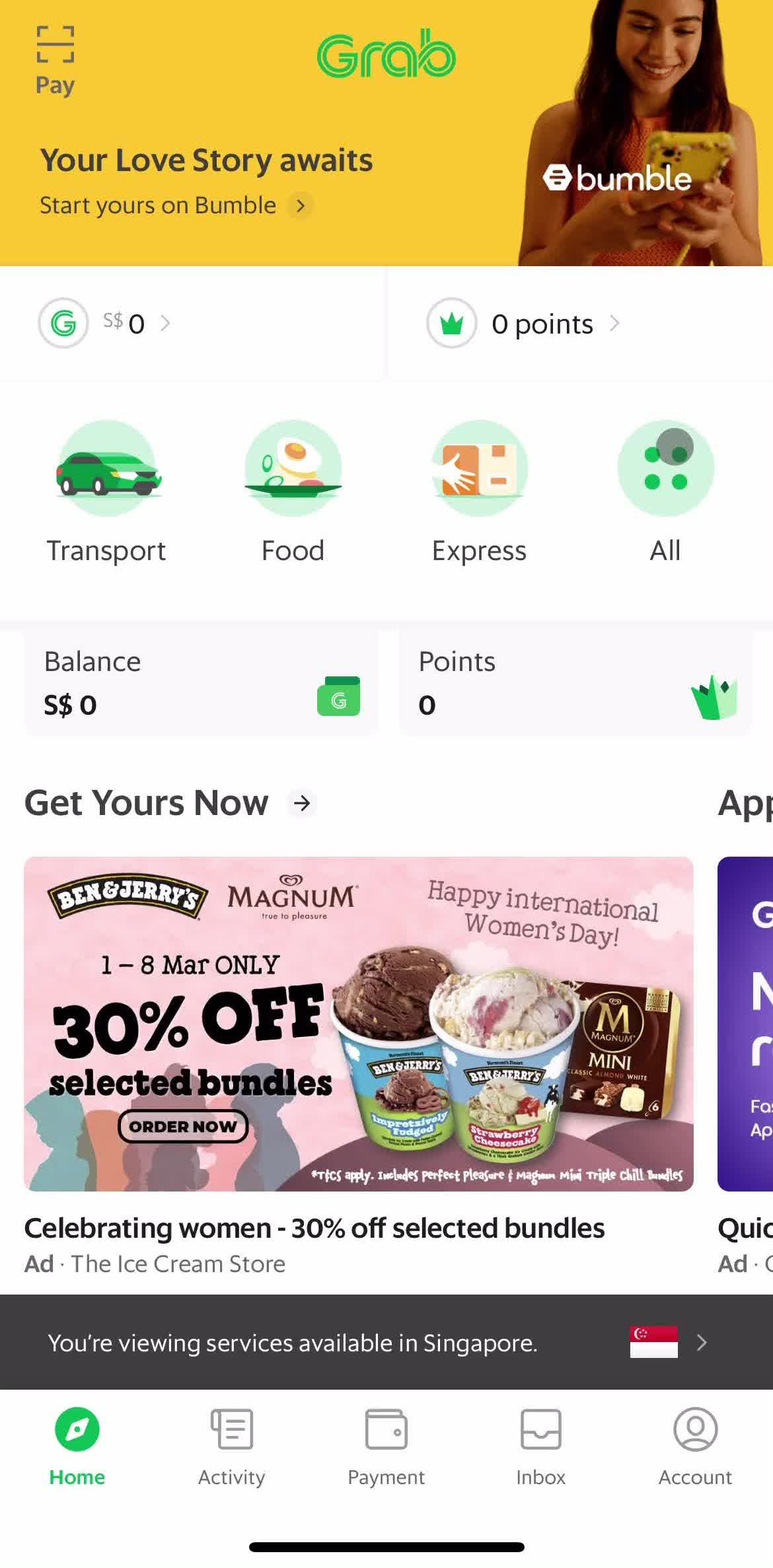 Grab Home screen in the Sharing flow