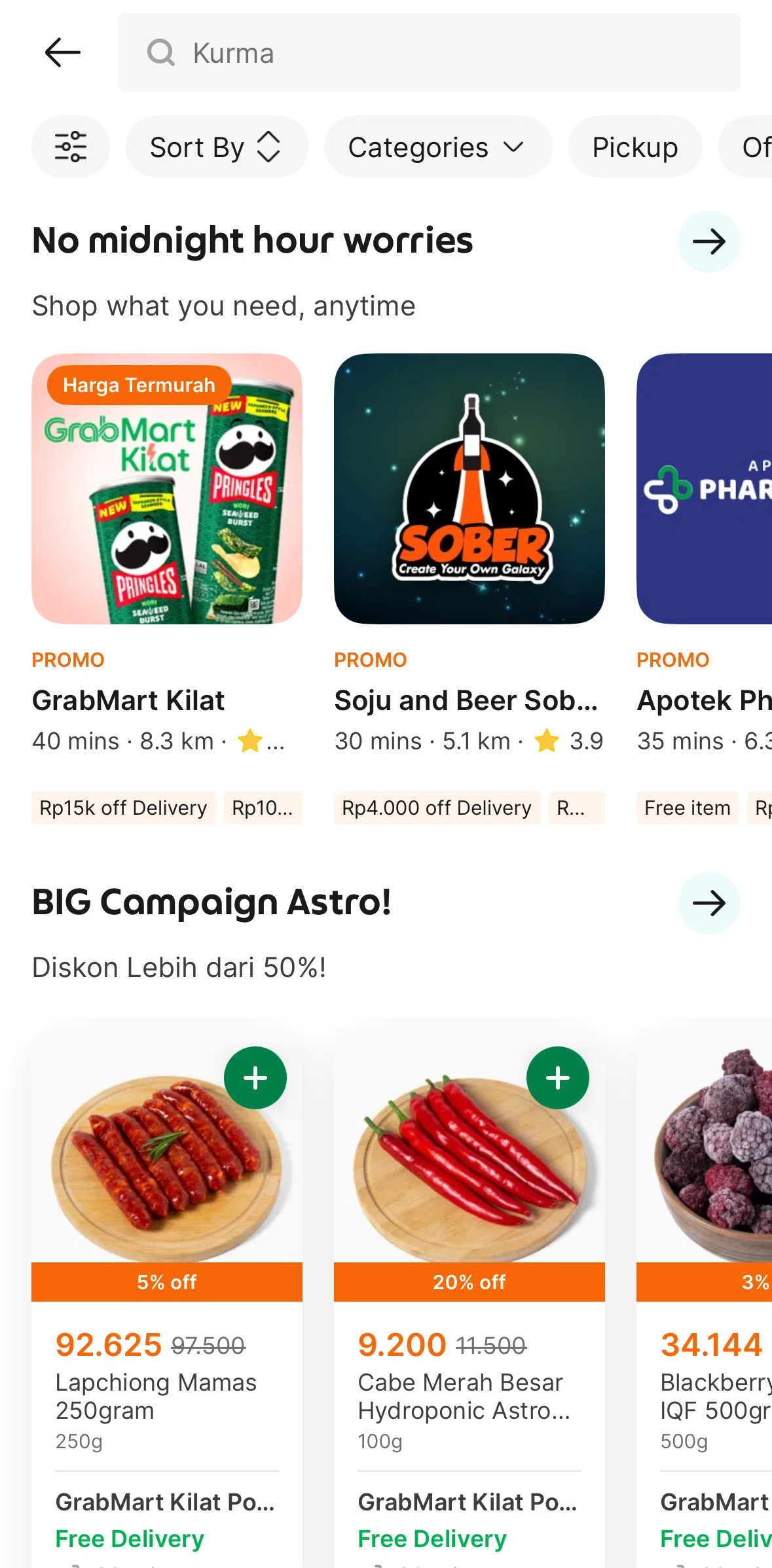 Grab Screen 1 screen in the Sorting stores flow