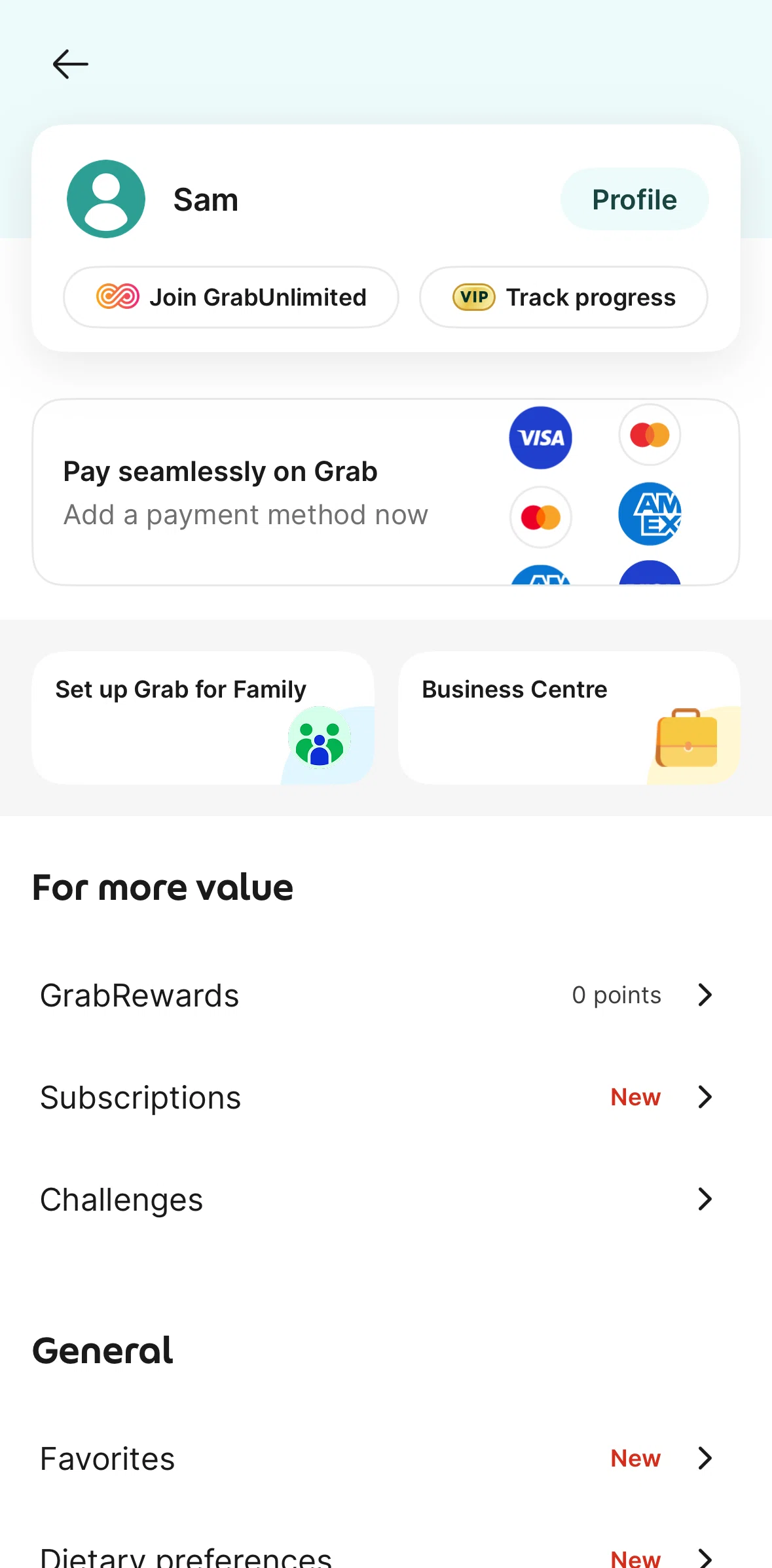 Grab Screen 1 screen in the Subscriptions flow