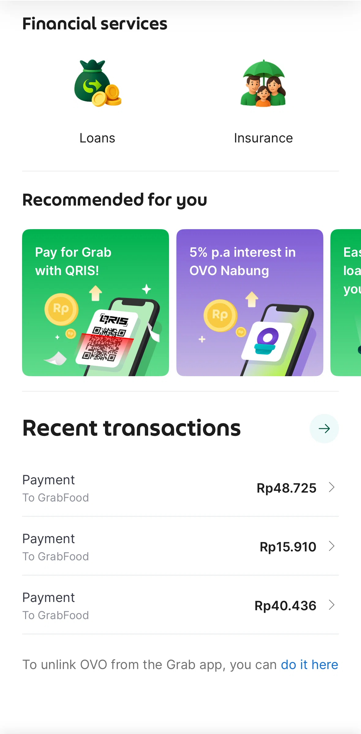Grab Screen 1 screen in the Transaction activity flow