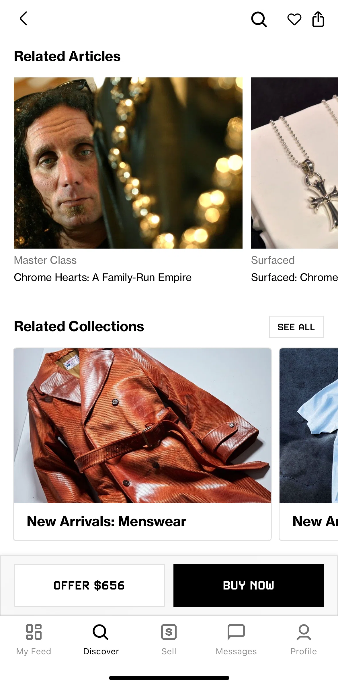 Grailed Screen screen in the Article detail flow