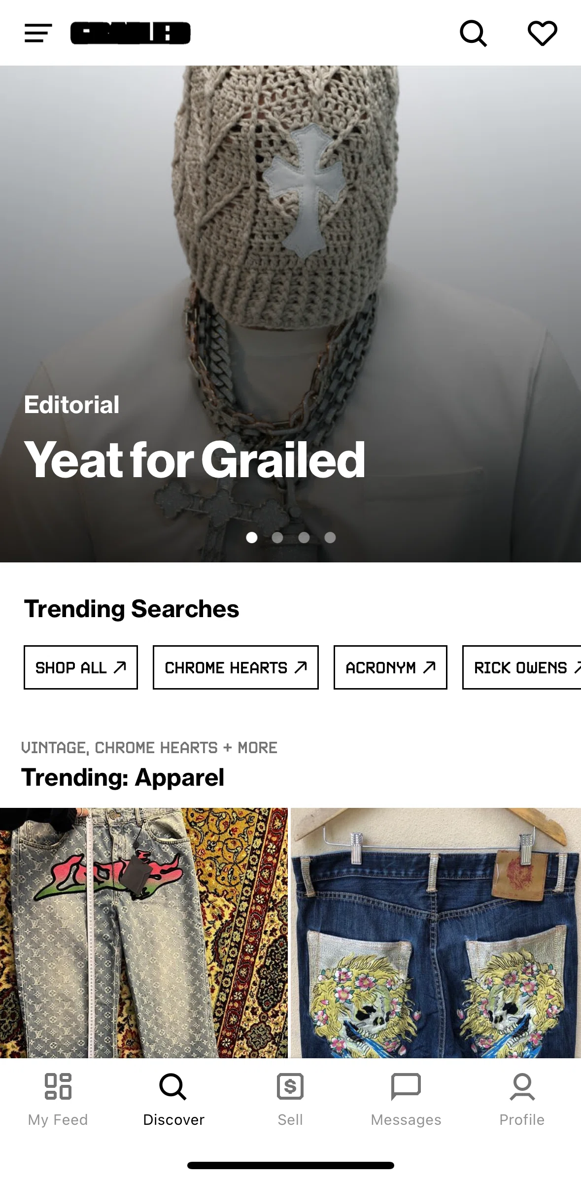 Grailed Screen screen in the Editorial detail flow