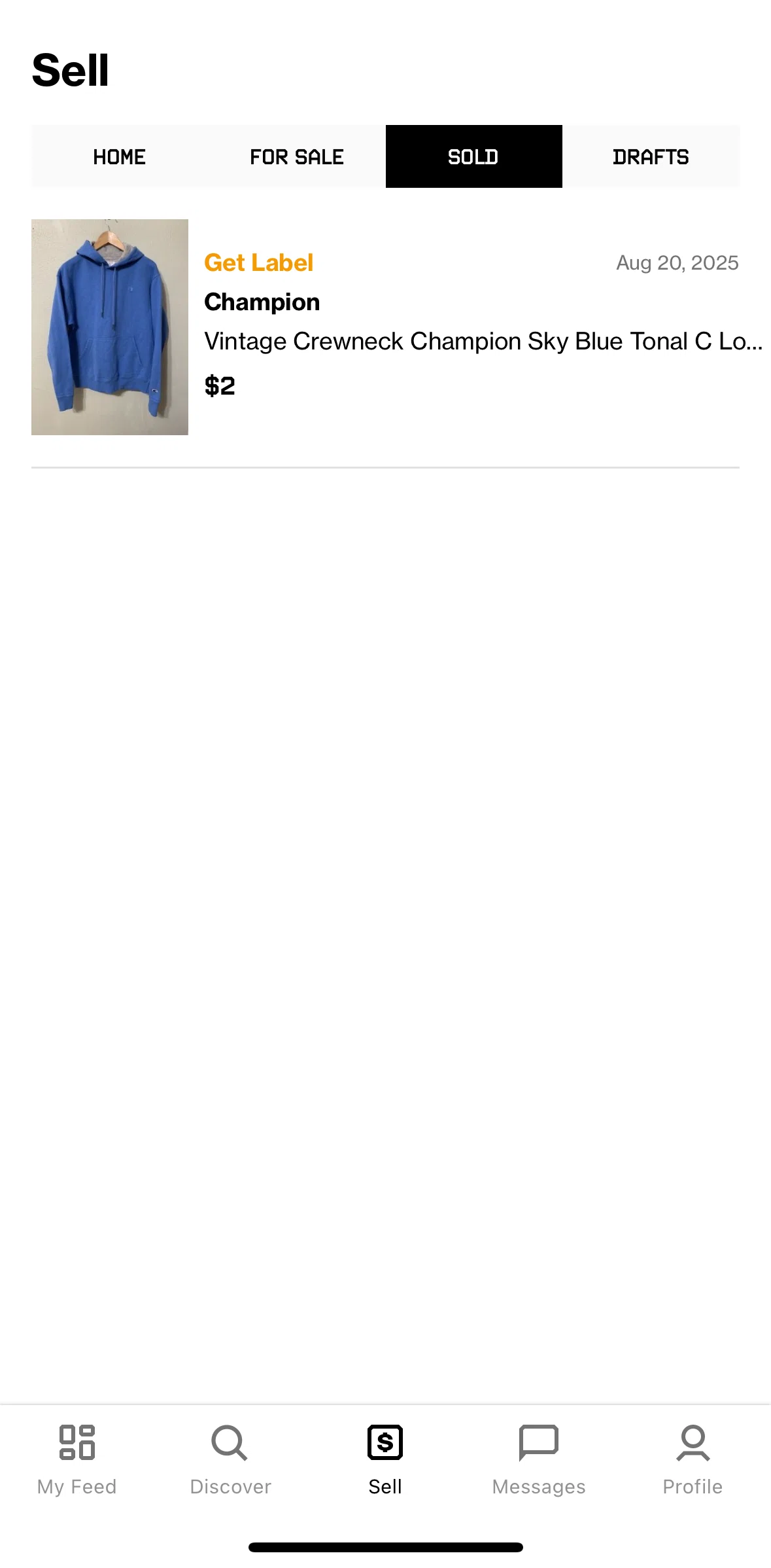 Grailed Screen screen in the Requesting a refund flow