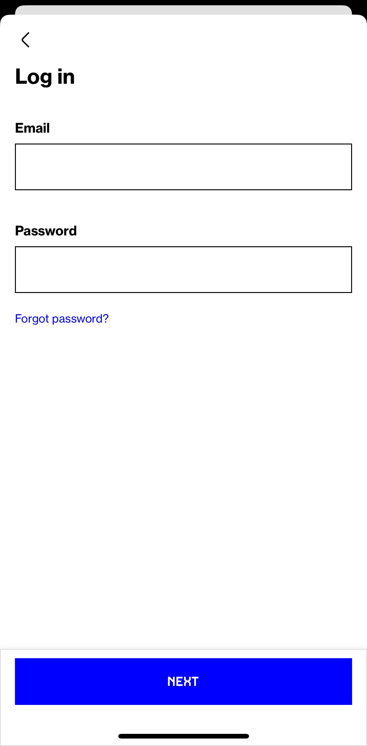 Grailed Screen screen in the Resetting password flow