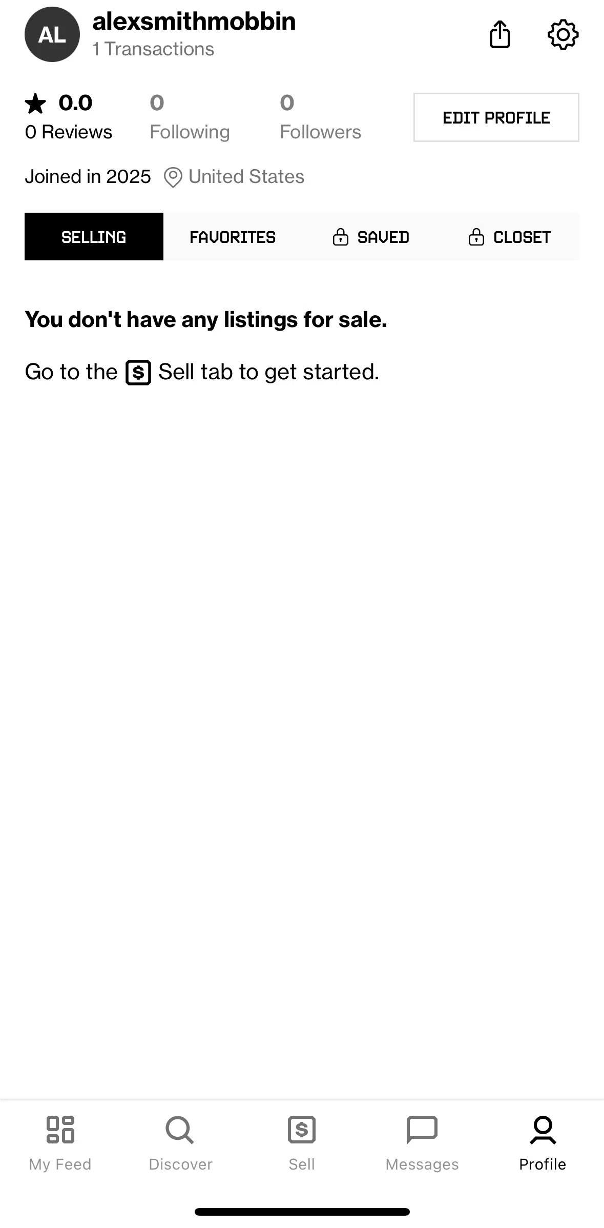 Grailed Screen screen in the Settings flow